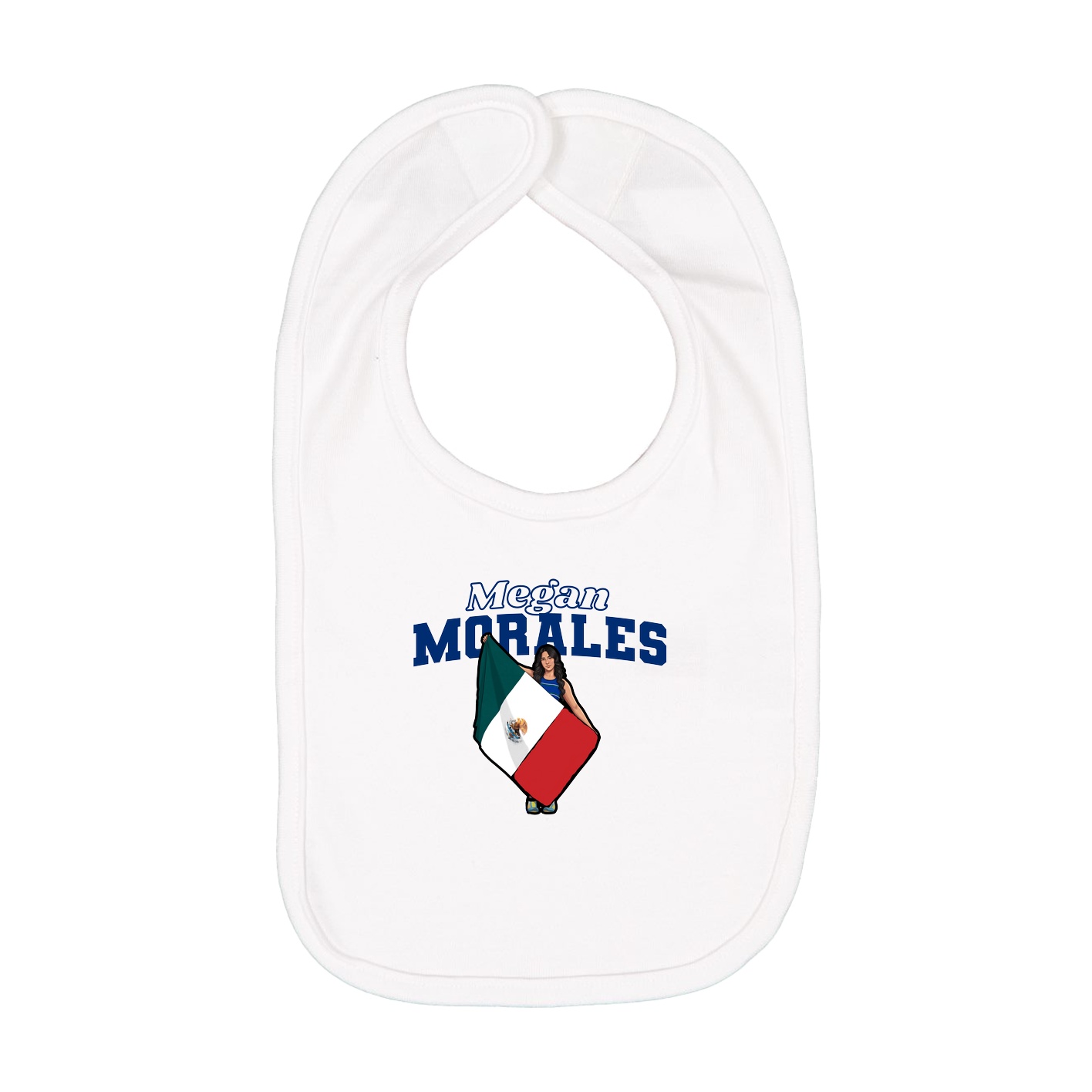 Infant Bib — Name Arch in White