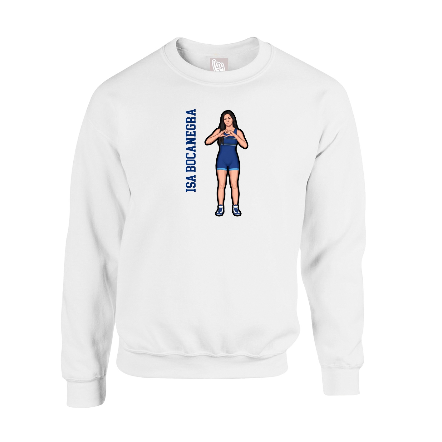 Fleece Crew — Name Vertical in White