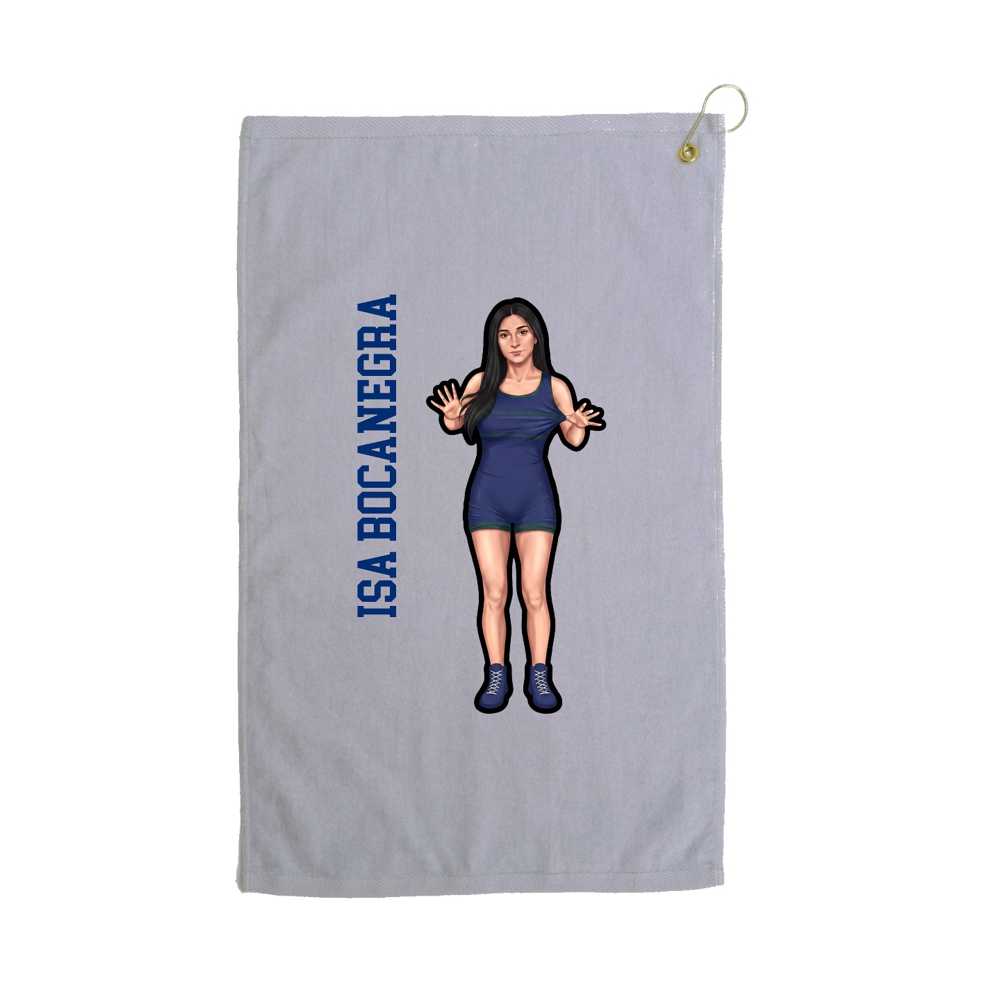Golf Towel — Name Vertical in Grey