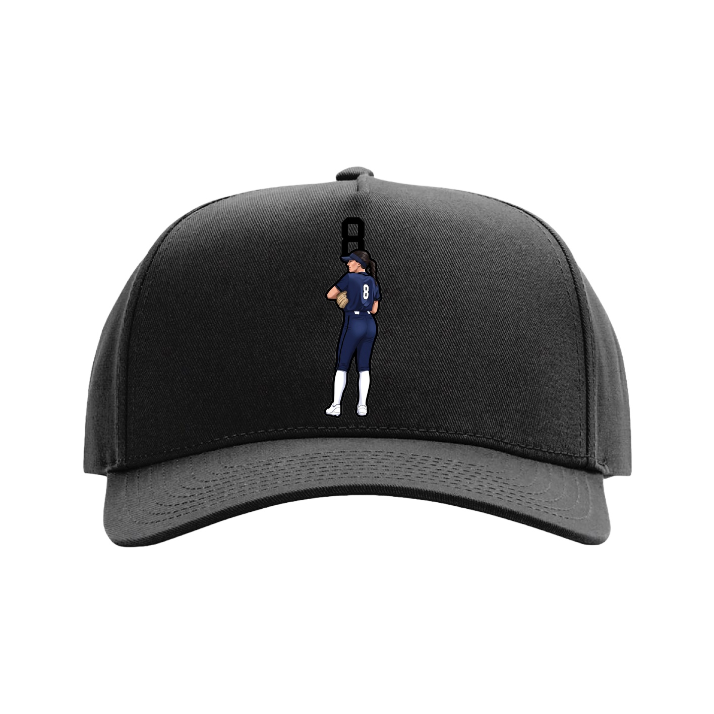 Full Fabric Five-Panel Champ Cap — Number Top in Black