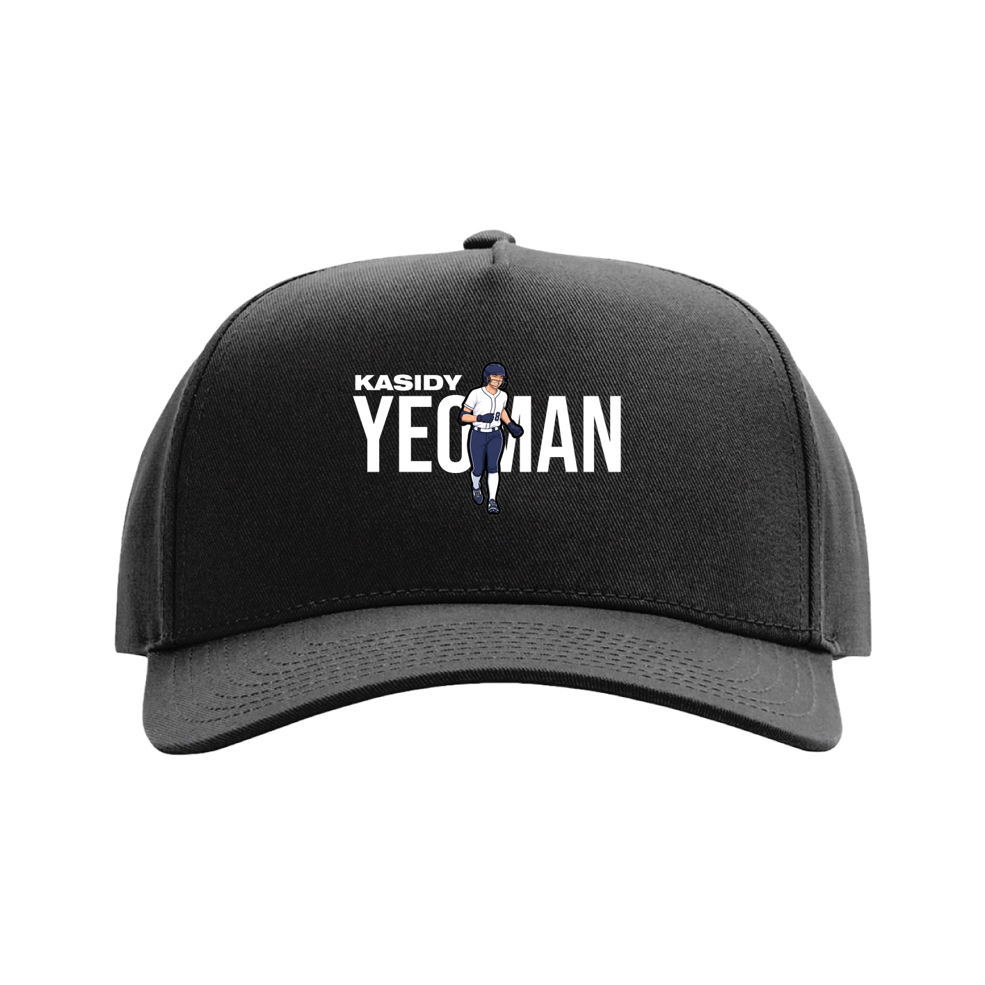 Full Fabric Five-Panel Champ Cap — Player Name in Black
