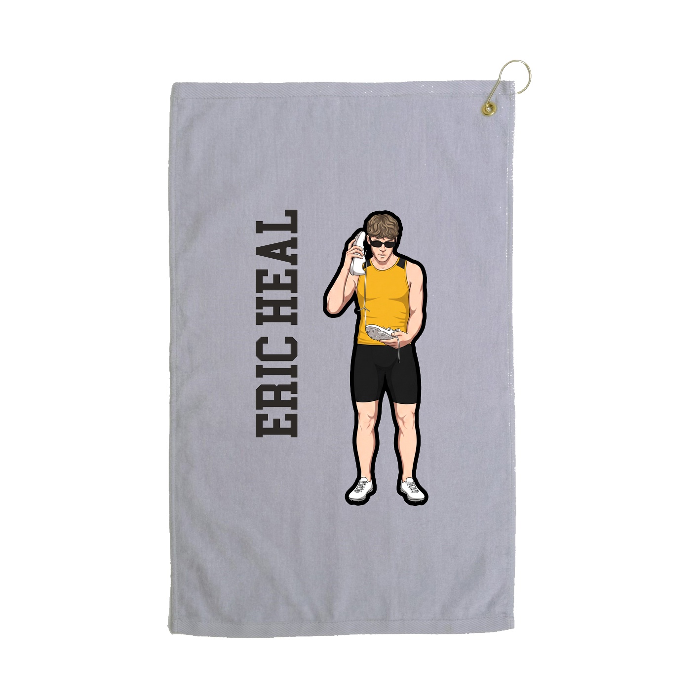 Golf Towel — Name Vertical in Grey