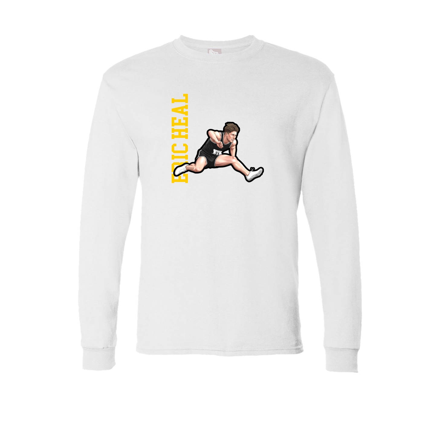 Long Sleeve Tee — Name Vertical in White