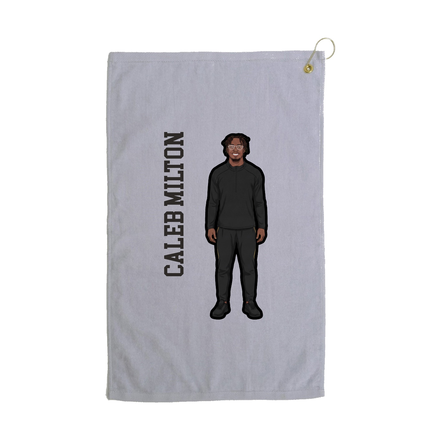Golf Towel — Name Vertical in Grey