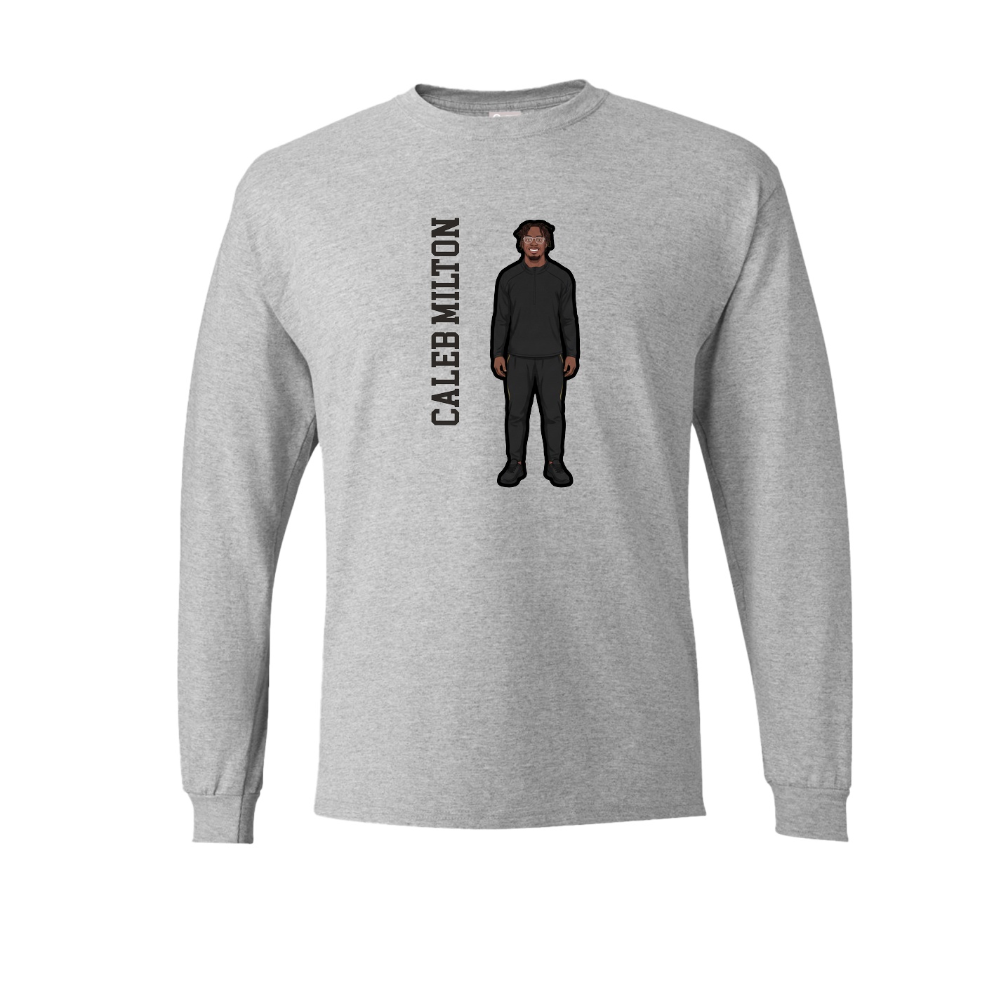 Long Sleeve Tee — Name Vertical in Grey