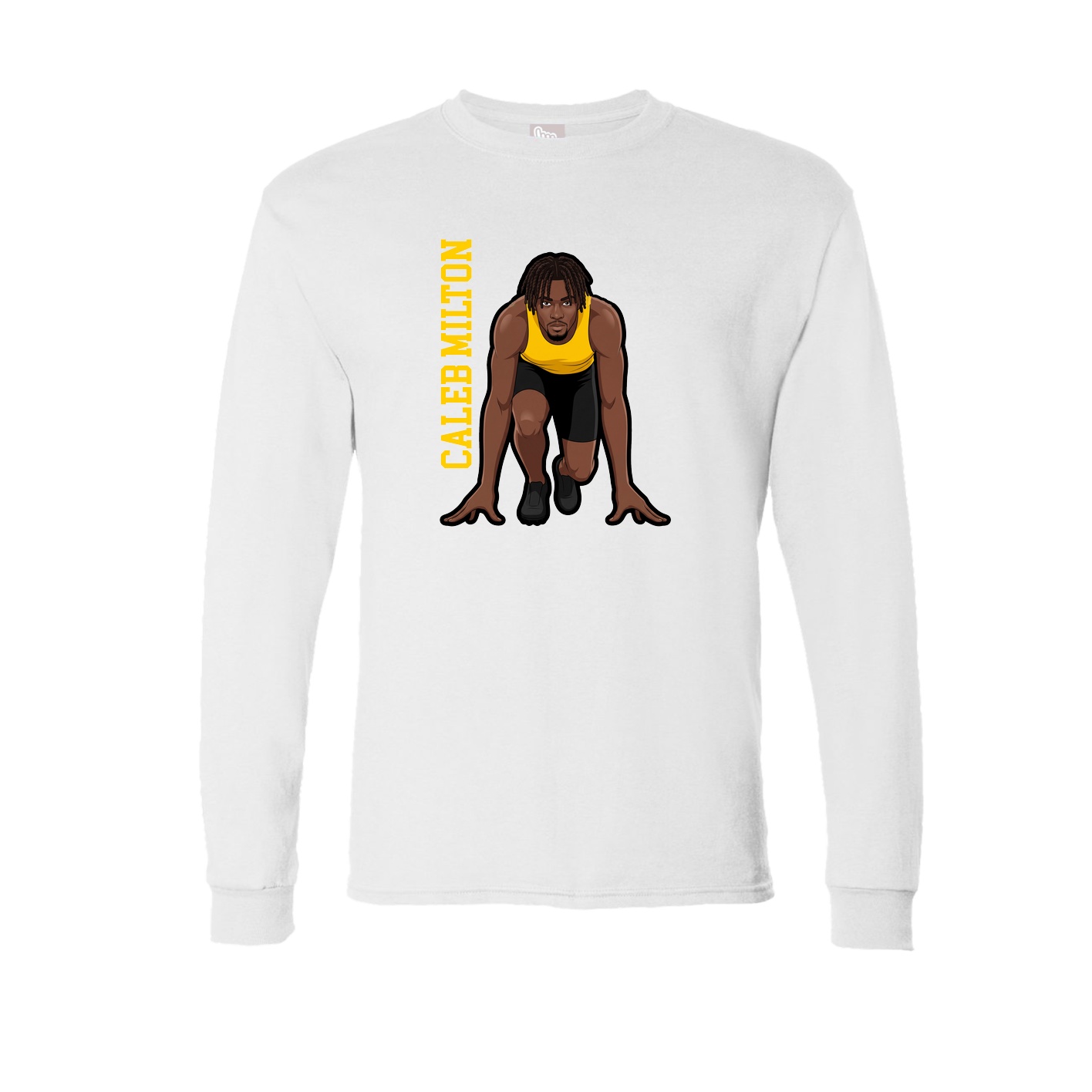 Long Sleeve Tee — Name Vertical in White