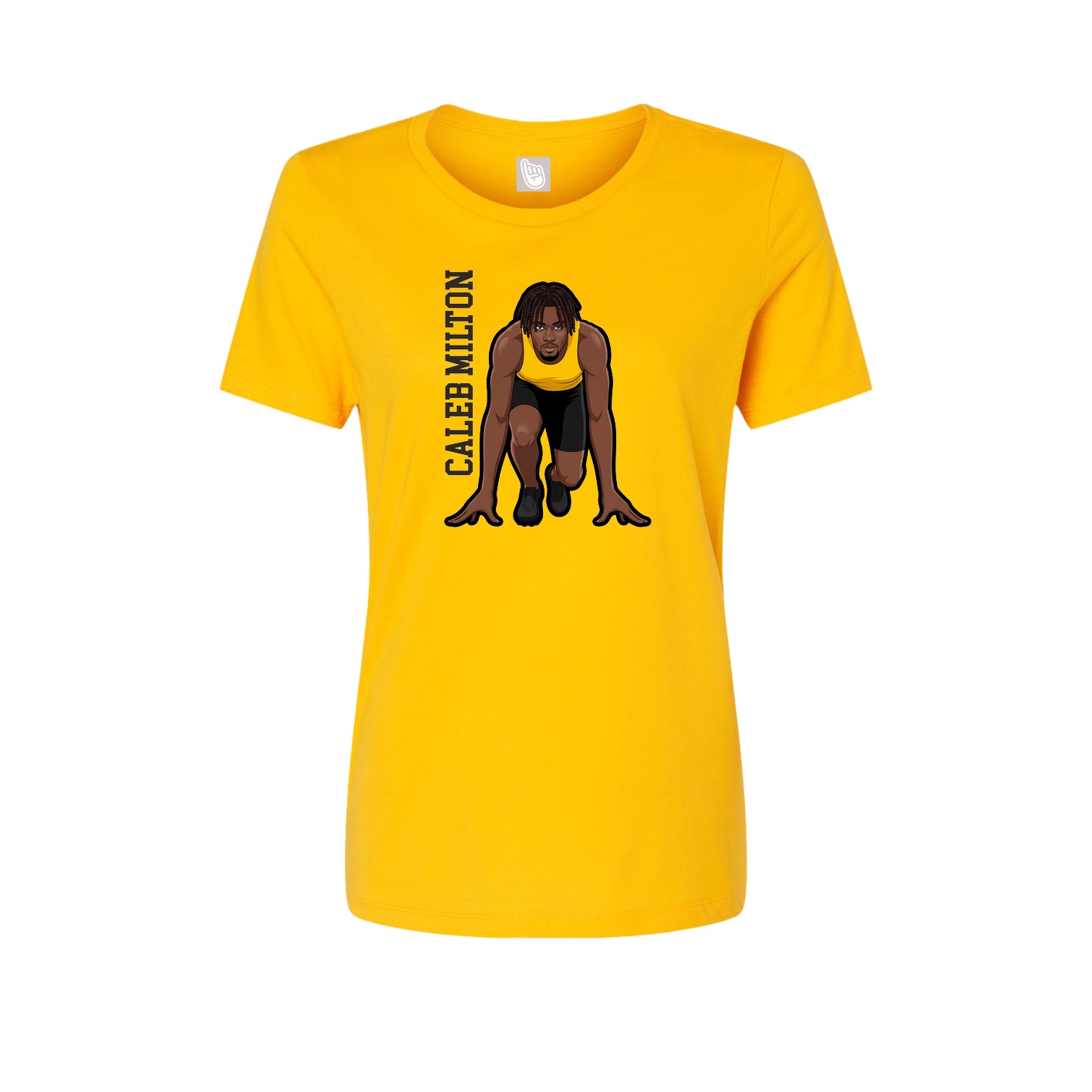 Fitted Women's Tee — Name Vertical in Gold