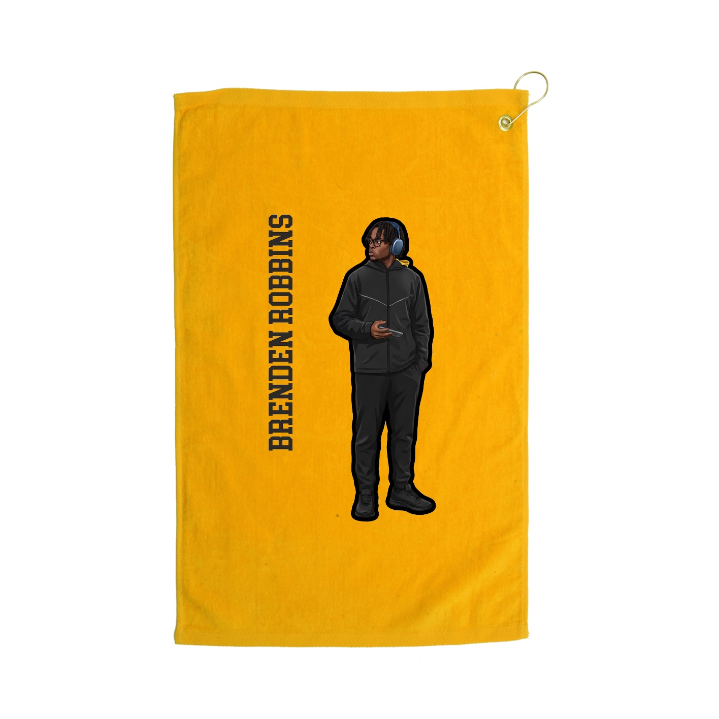 Golf Towel — Name Vertical in Gold