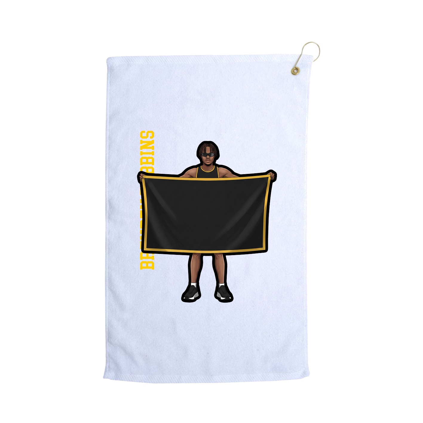 Golf Towel — Name Vertical in White