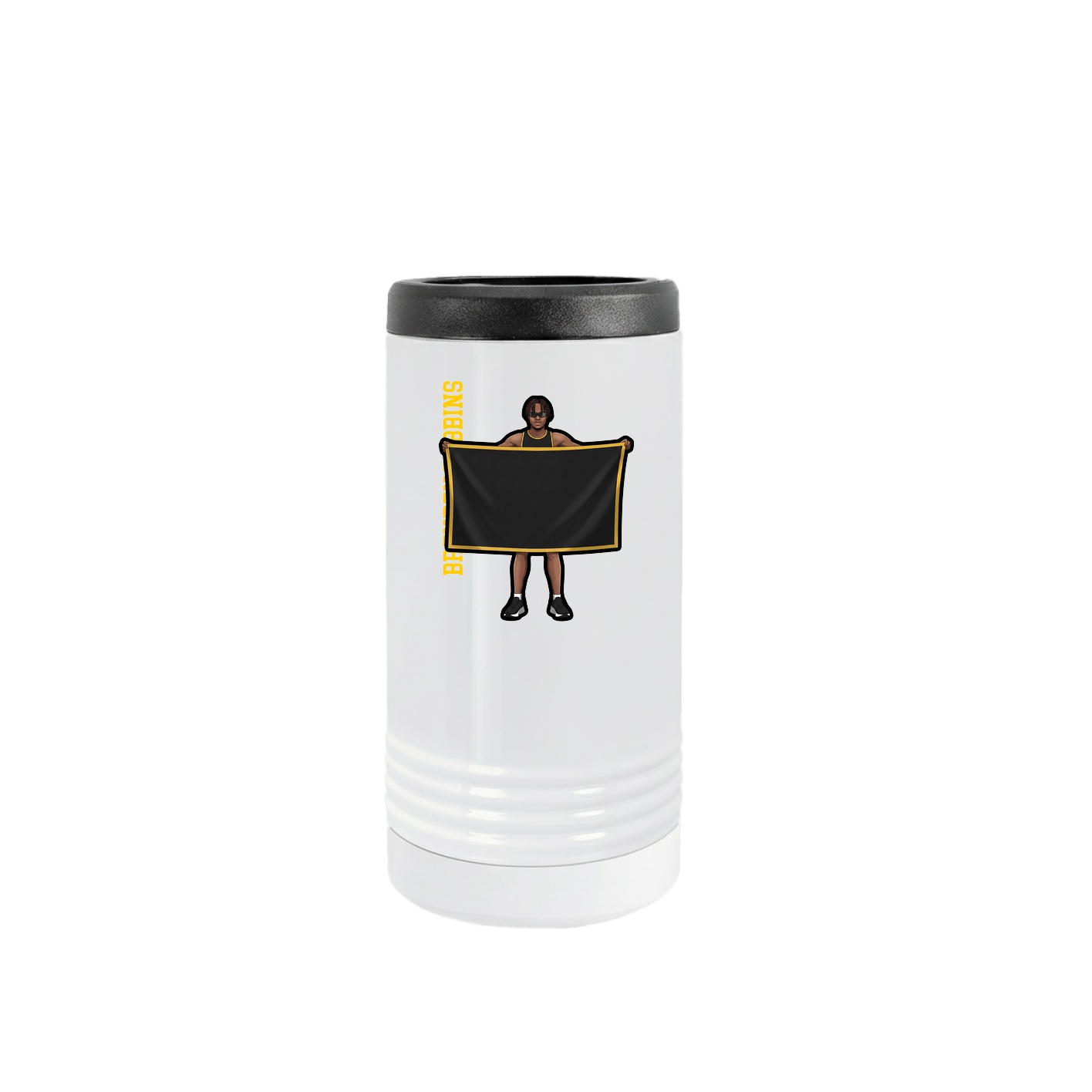 Slim Beverage Holder — Name Vertical in White
