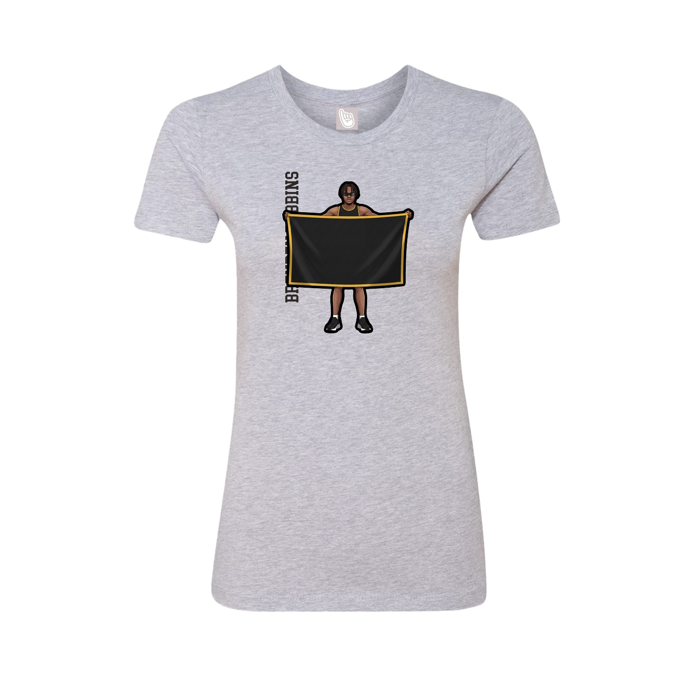 Fitted Women's Tee — Name Vertical in Grey