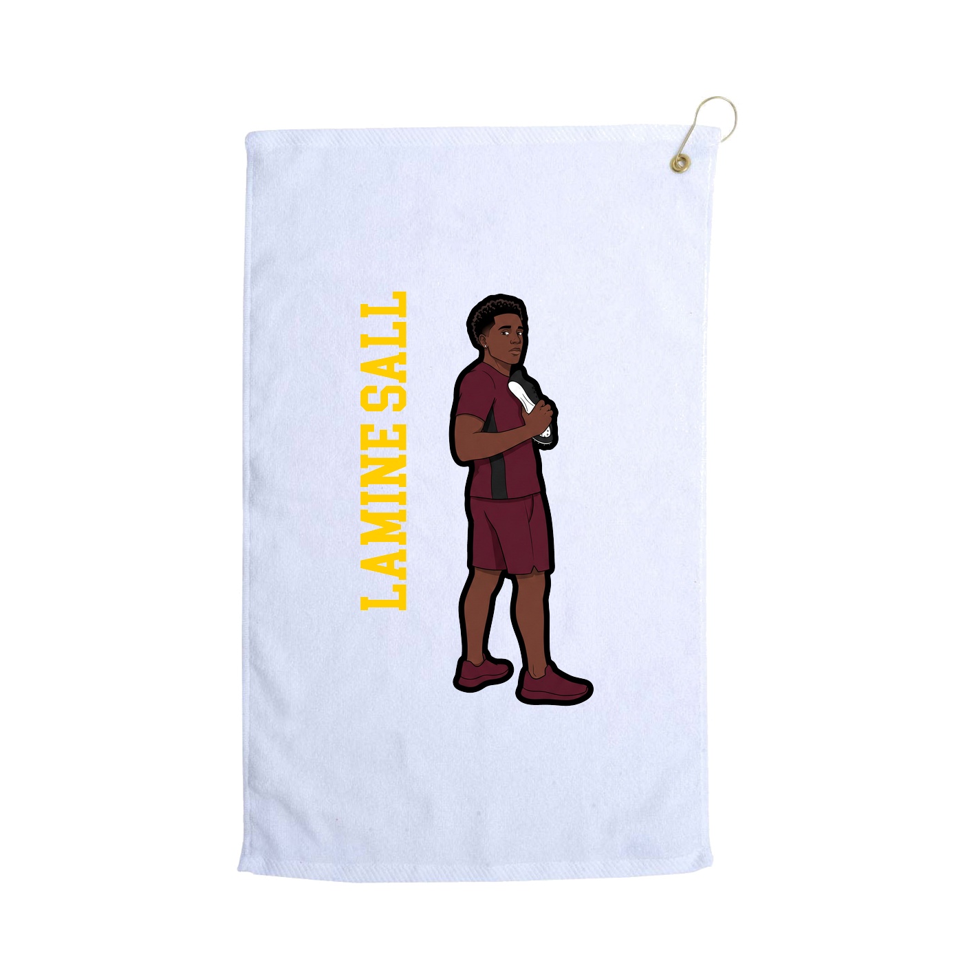 Golf Towel — Name Vertical in White