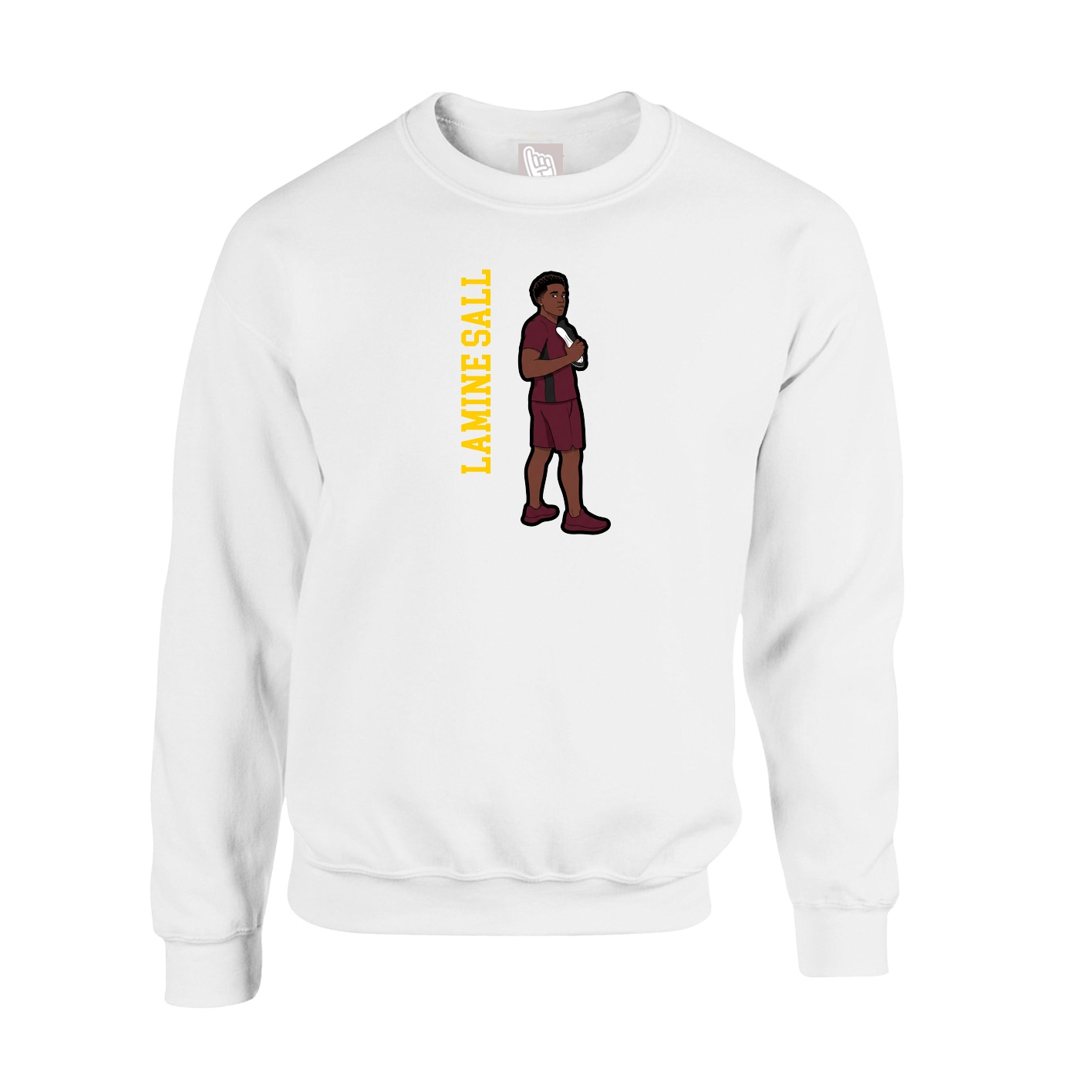 Fleece Crew — Name Vertical in White
