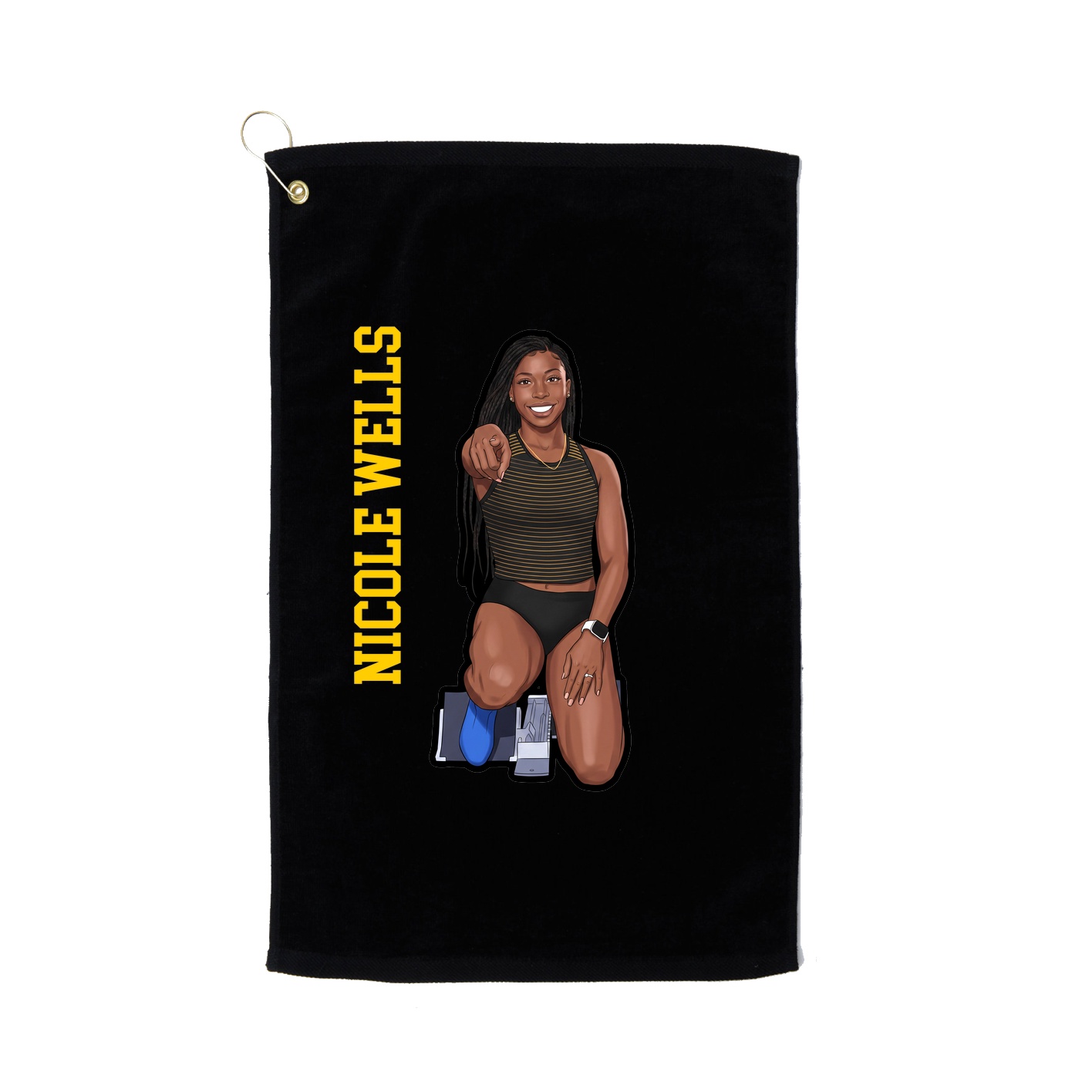 Golf Towel — Name Vertical in Black