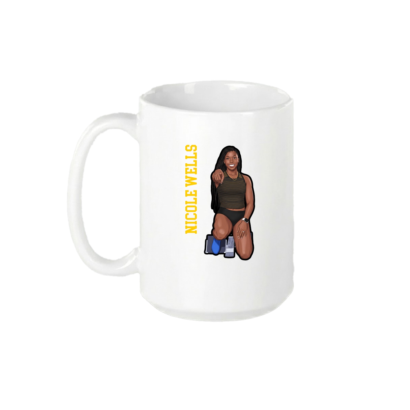 15oz Coffee Mug — Name Vertical in White