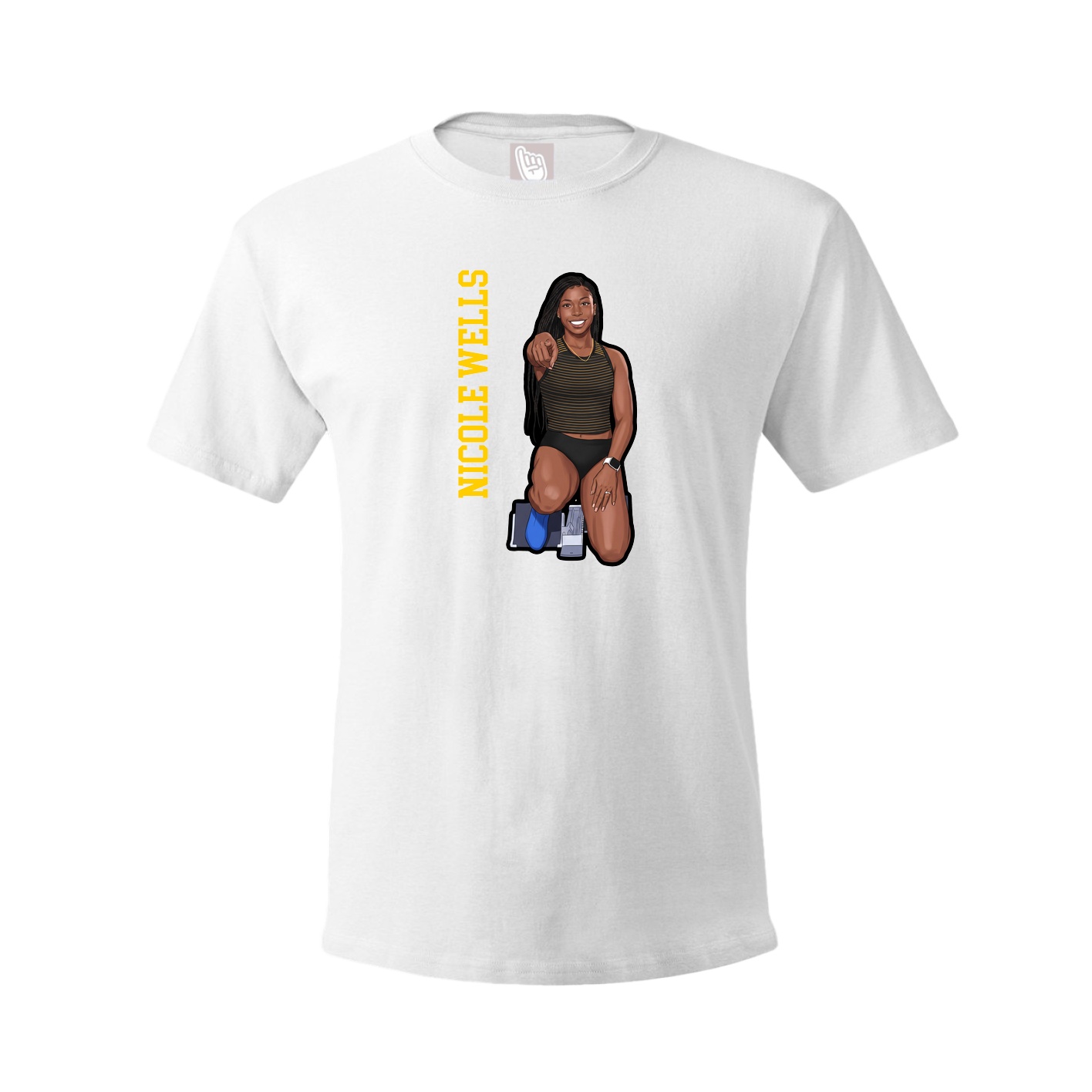 Tee — Name Vertical in White