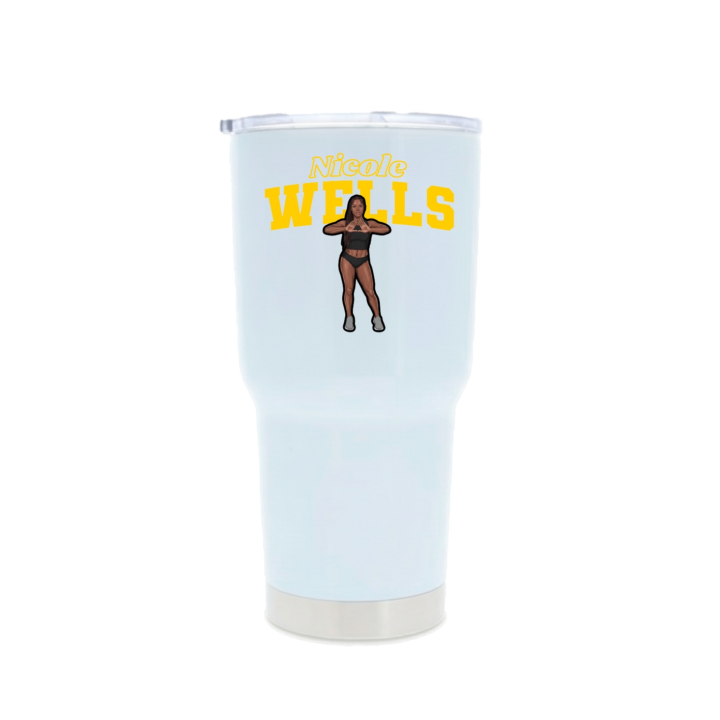 30oz Stainless Steel Tumbler — Name Arch in White