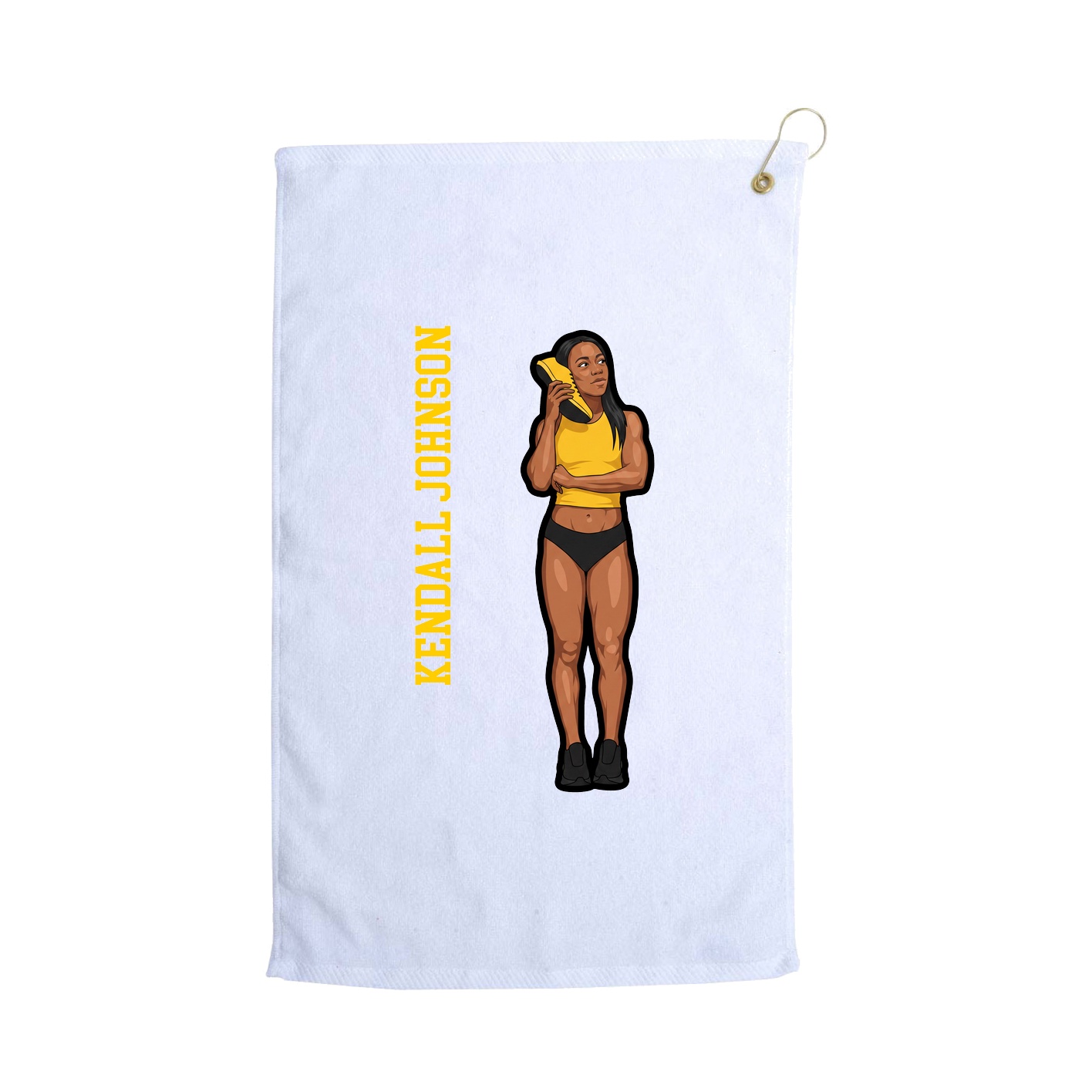 Golf Towel — Name Vertical in White