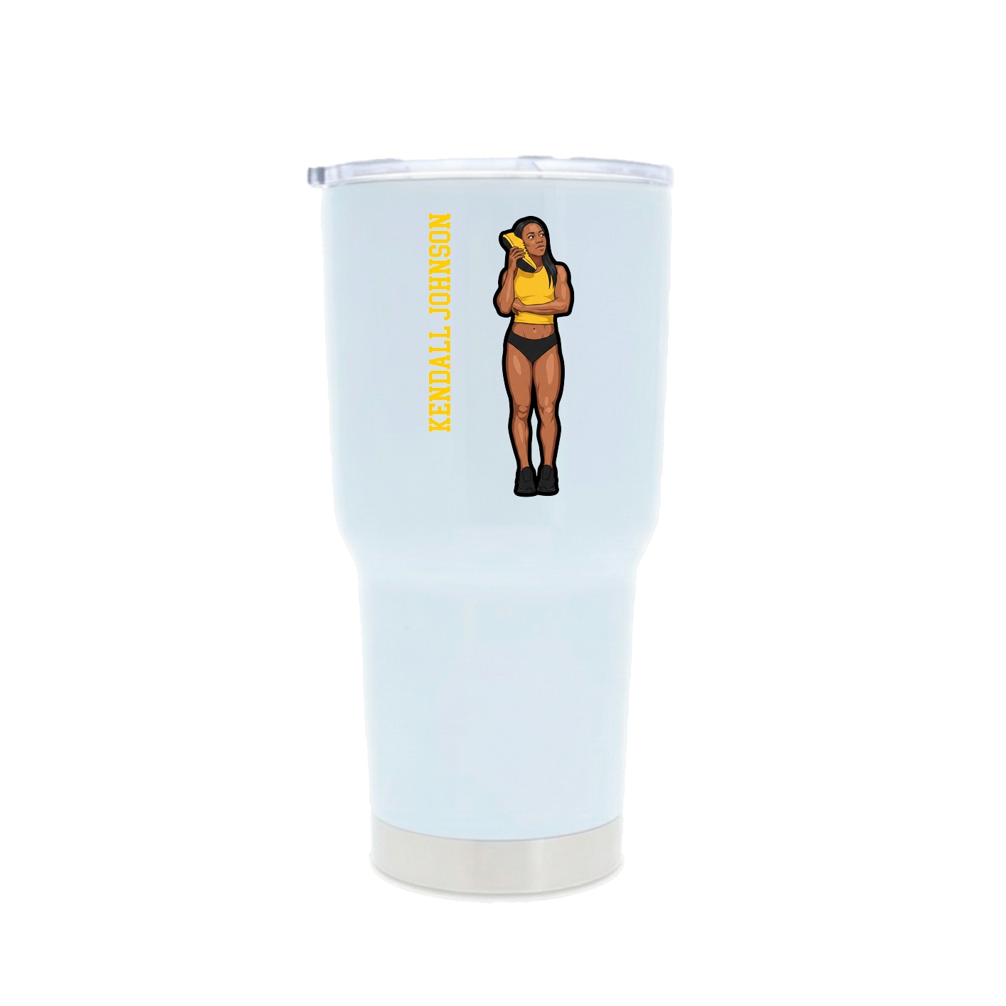 30oz Stainless Steel Tumbler — Name Vertical in White