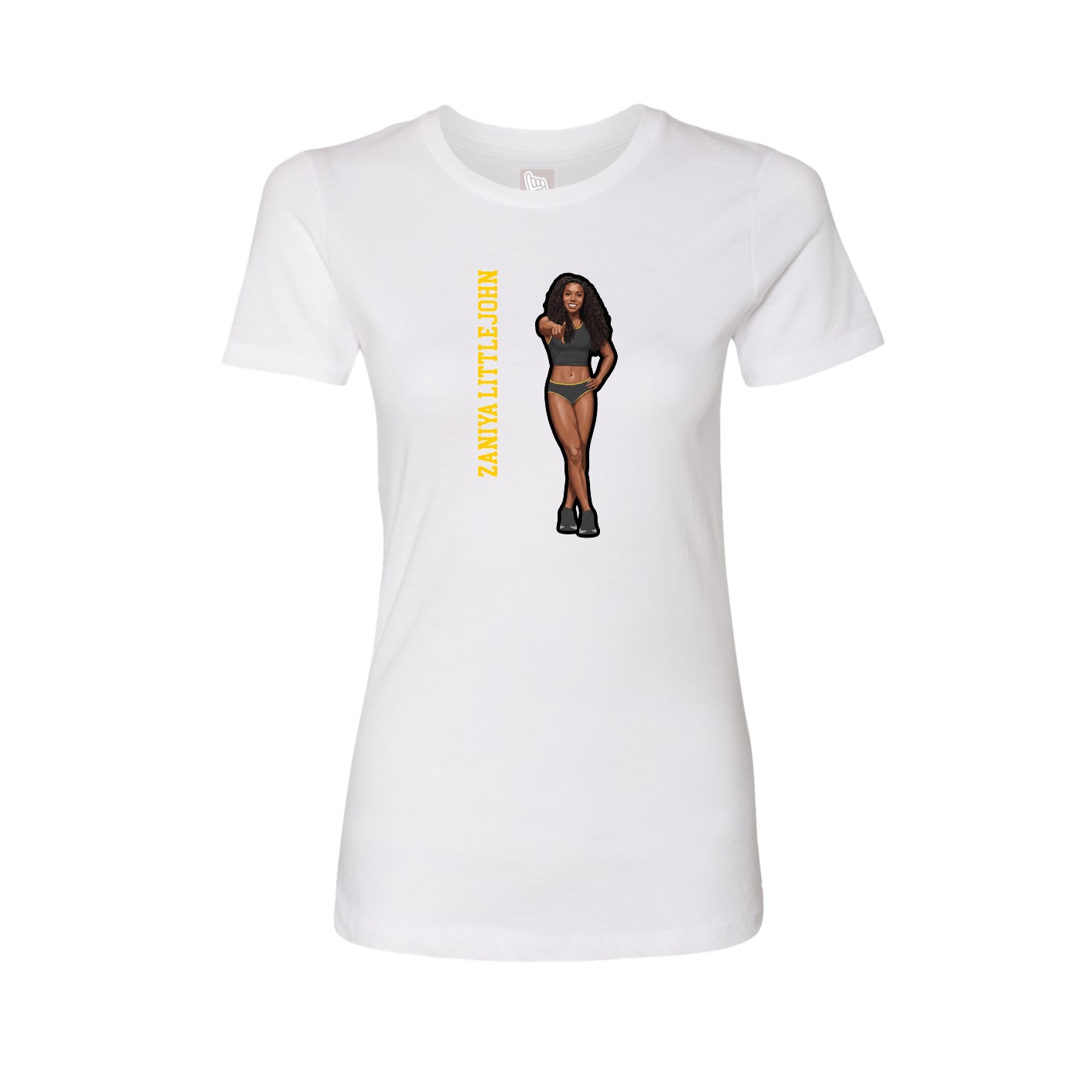 Fitted Women's Tee — Name Vertical in White