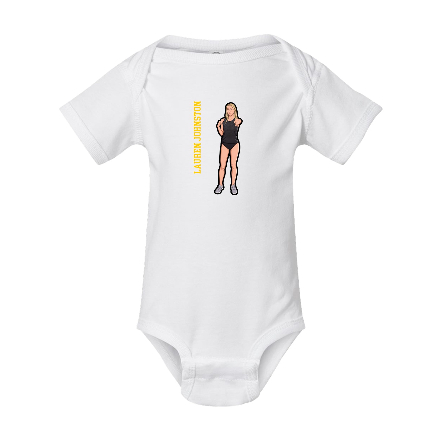 Baby Onesie — Name Vertical in White