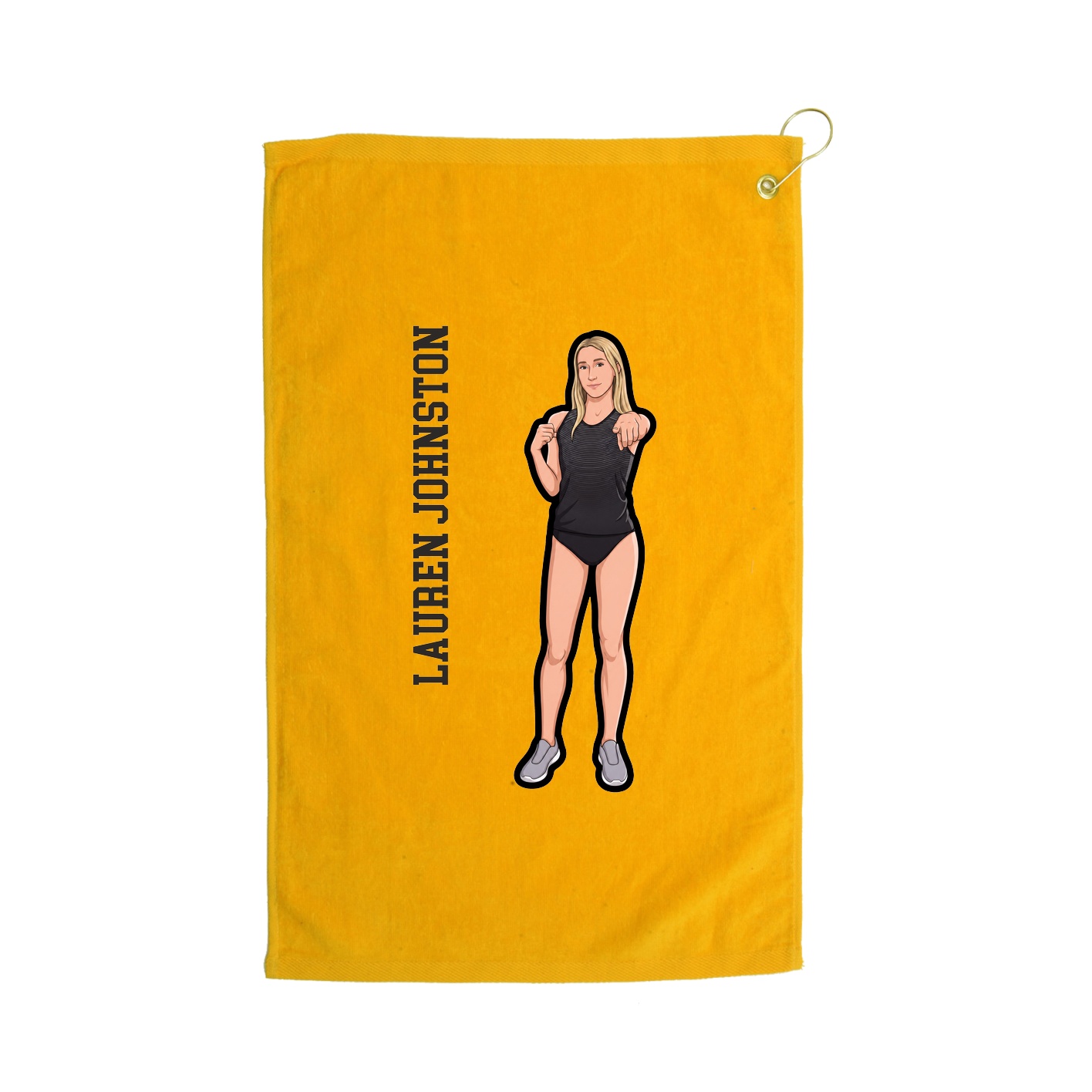 Golf Towel — Name Vertical in Gold