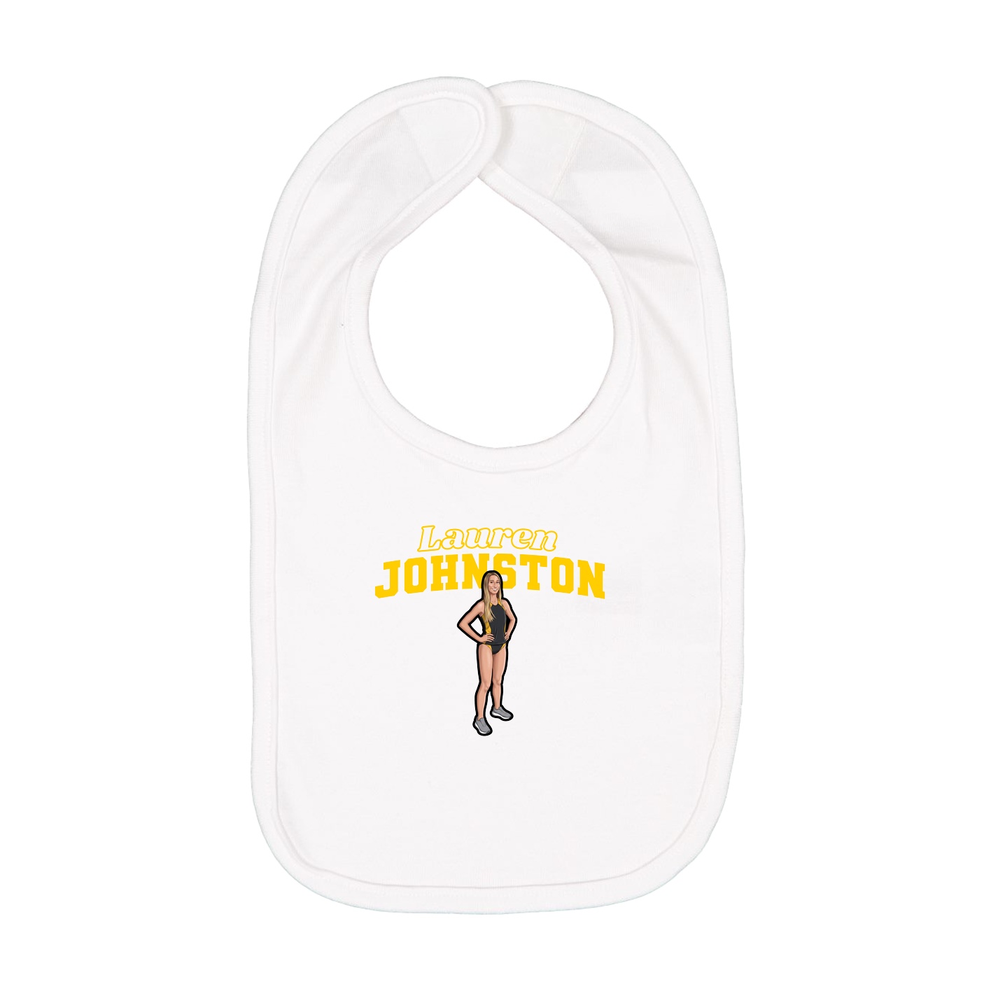 Infant Bib — Name Arch in White
