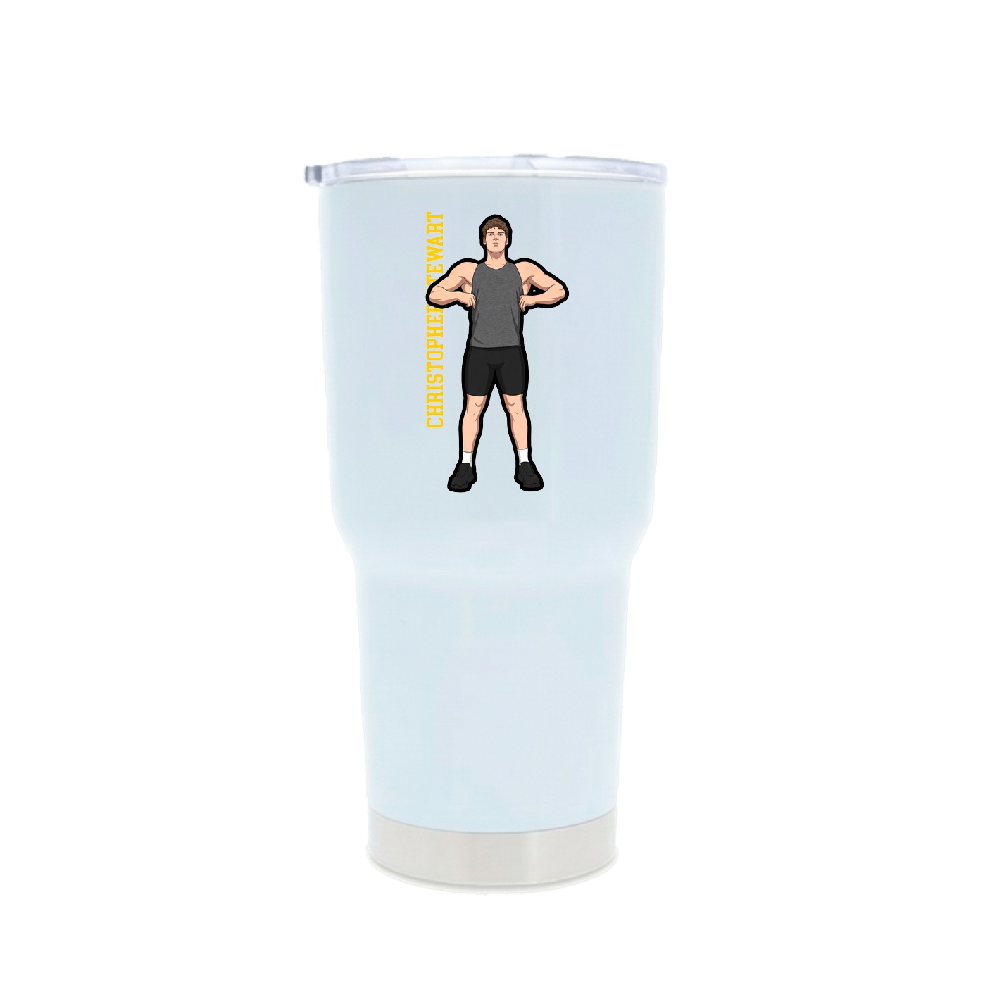 30oz Stainless Steel Tumbler — Name Vertical in White