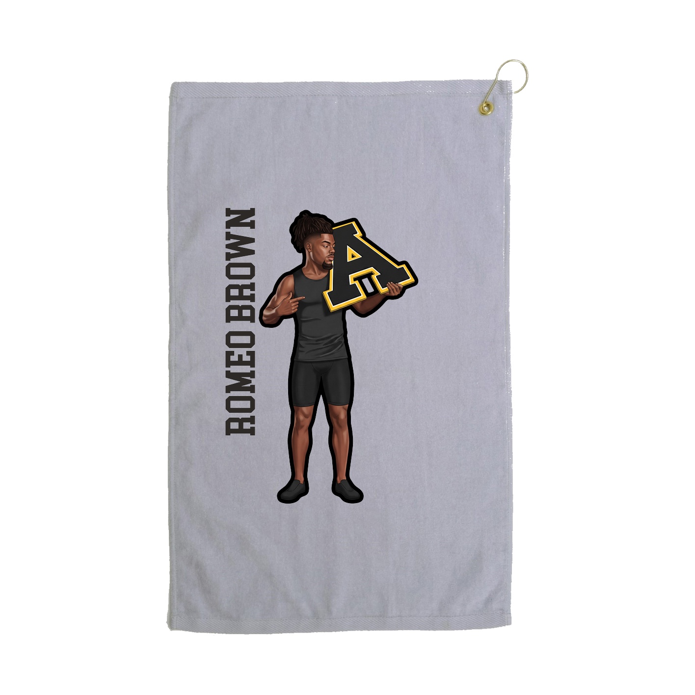 Golf Towel — Name Vertical in Grey
