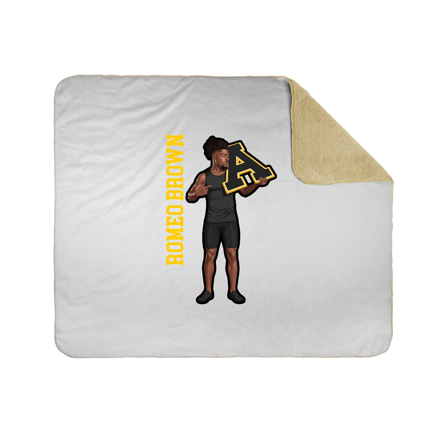Throw Blanket — Name Vertical in White
