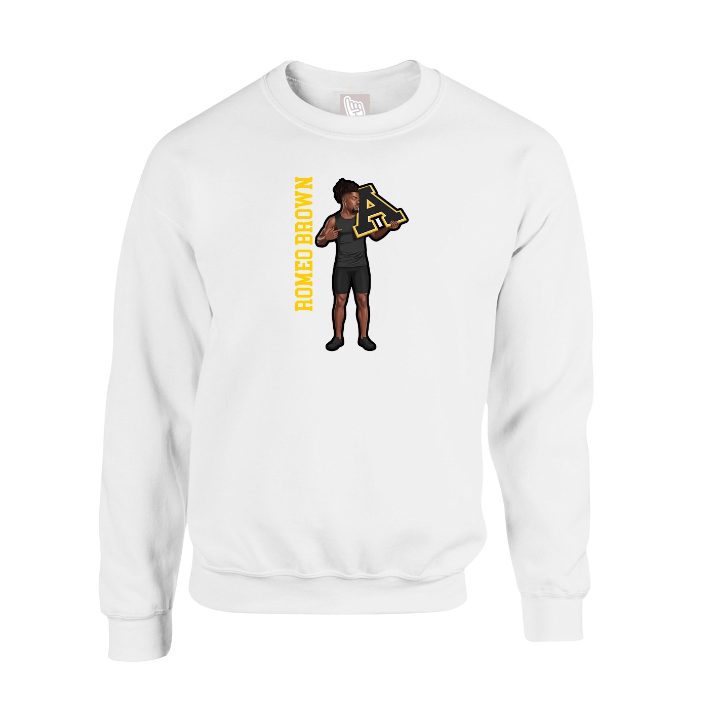 Fleece Crew — Name Vertical in White