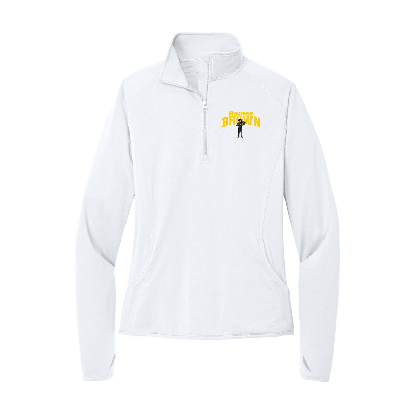 Women's Q-Zip Pullover — Signature Arch in White