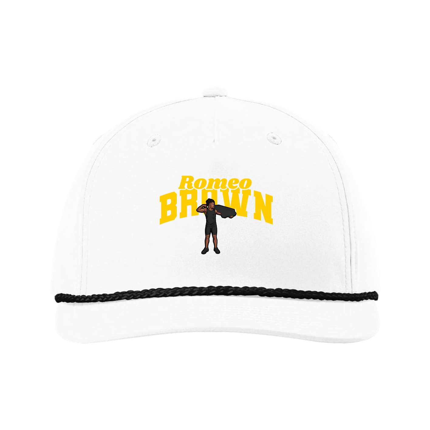 Five-Panel Classic Rope Cap — Signature Arch in White