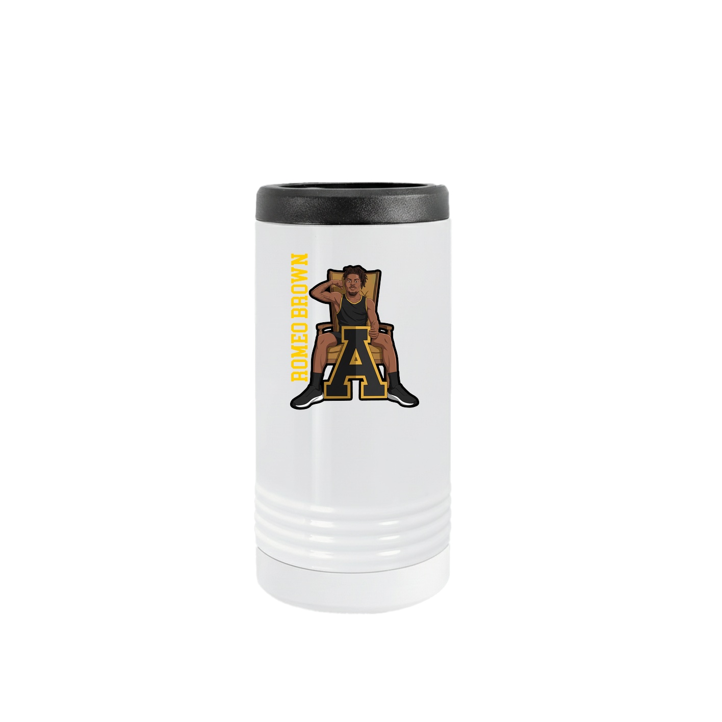 Slim Beverage Holder — Name Vertical in White