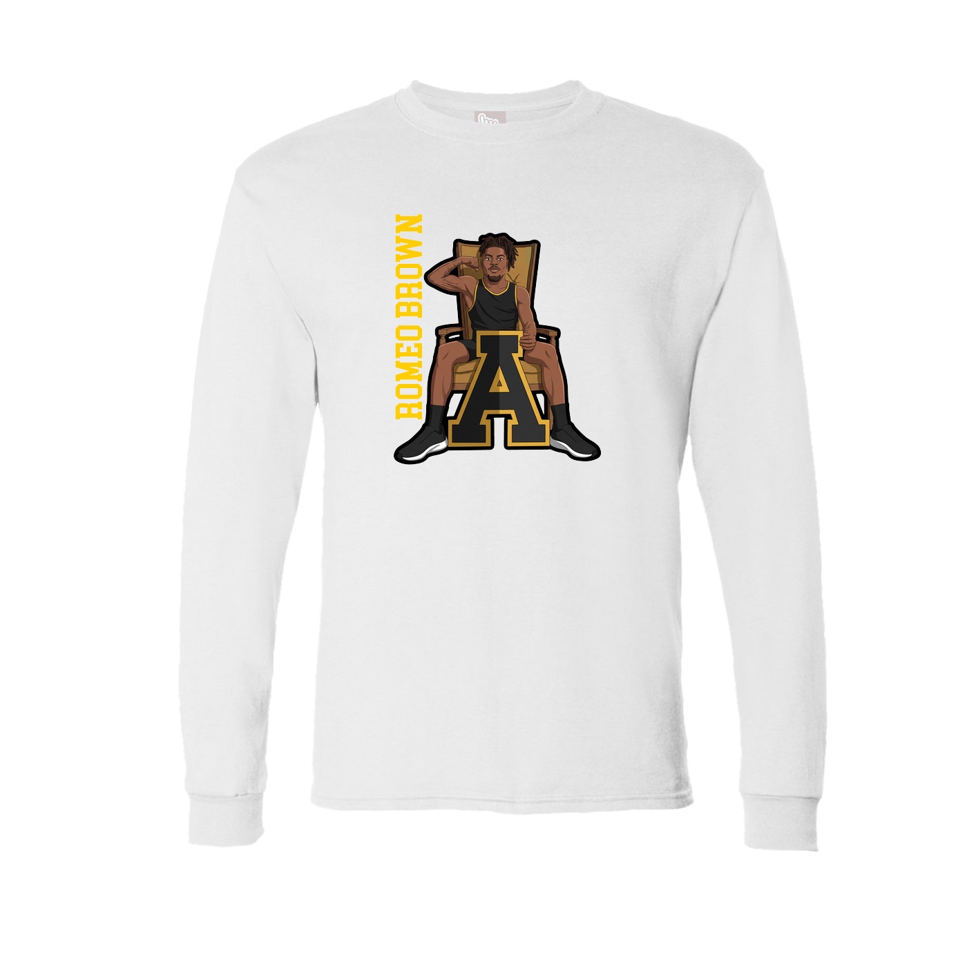 Long Sleeve Tee — Name Vertical in White