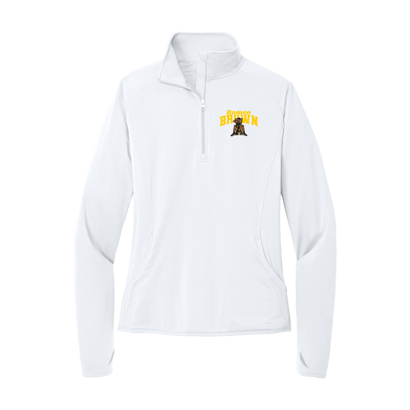 Women's Q-Zip Pullover — Signature Arch in White