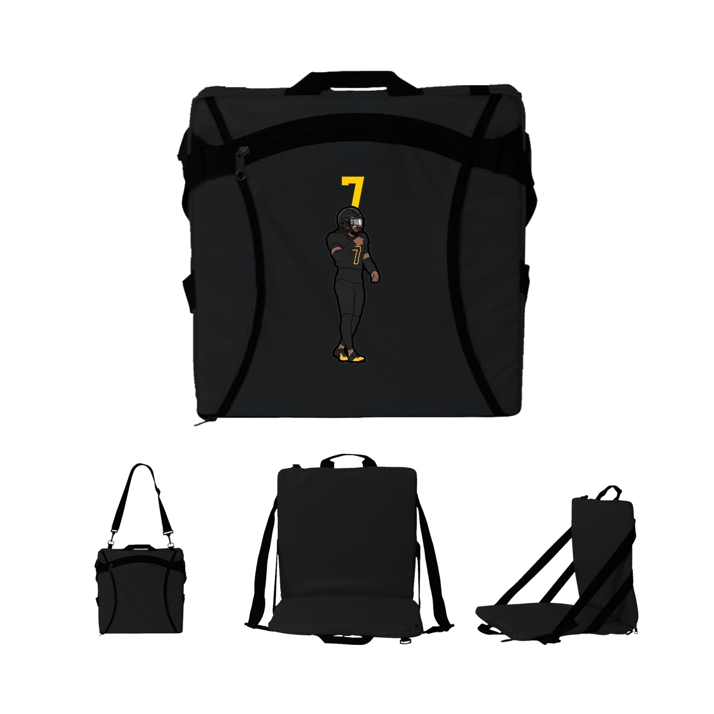 Folding Stadium Seat — Number Top in Black