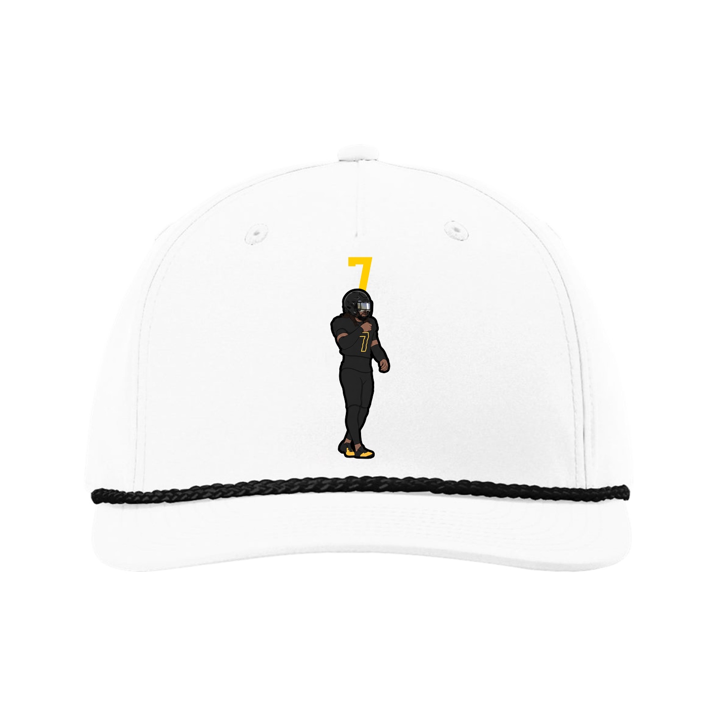 Five-Panel Classic Rope Cap — Number Top in White