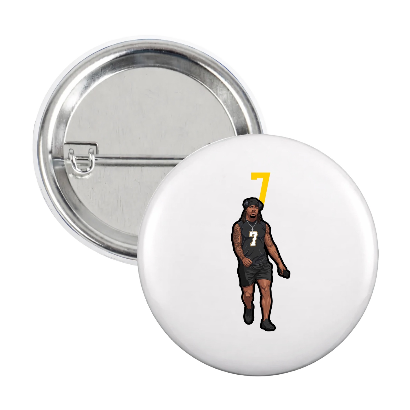 Game Day Button — Number Top in White