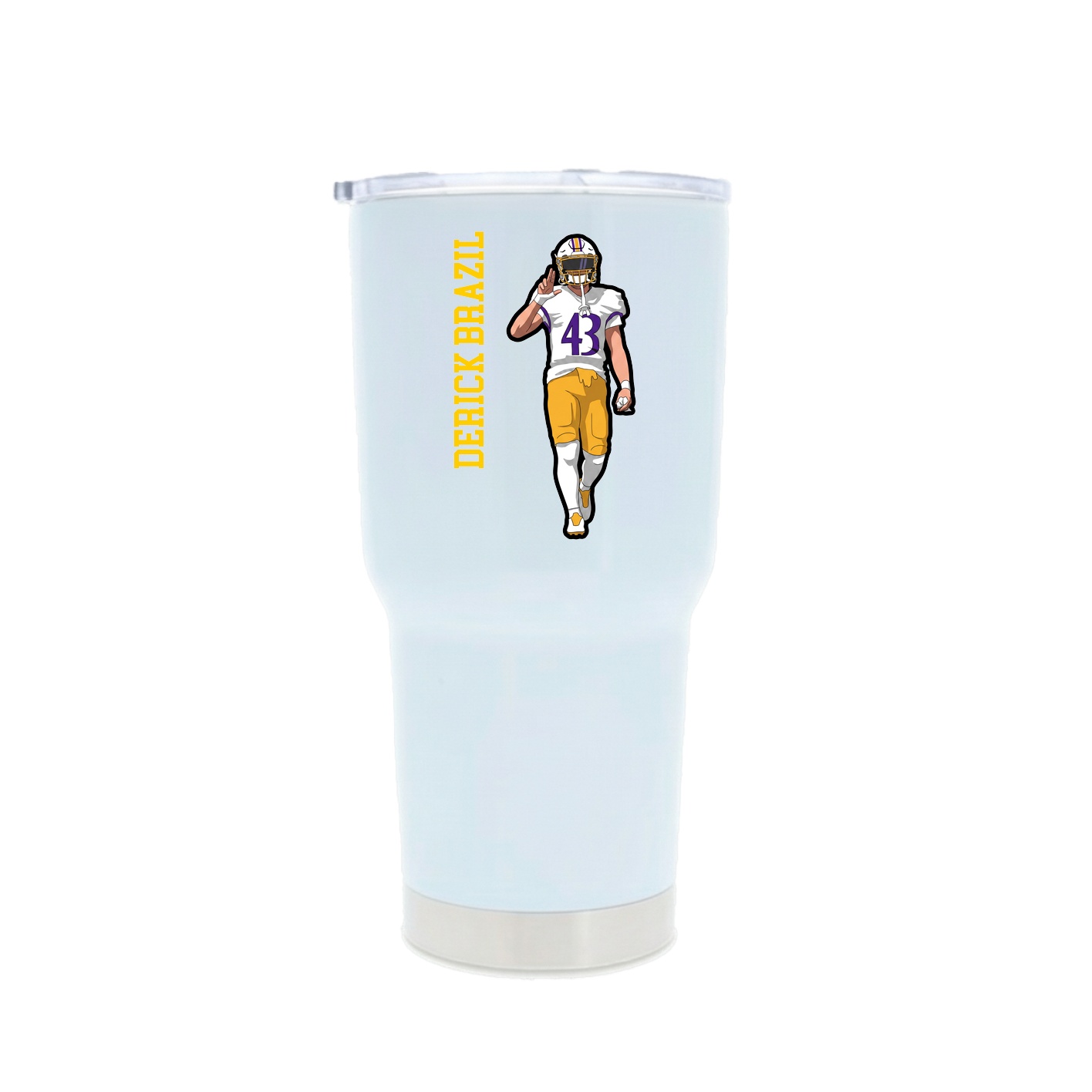 30oz Stainless Steel Tumbler — Name Vertical in White