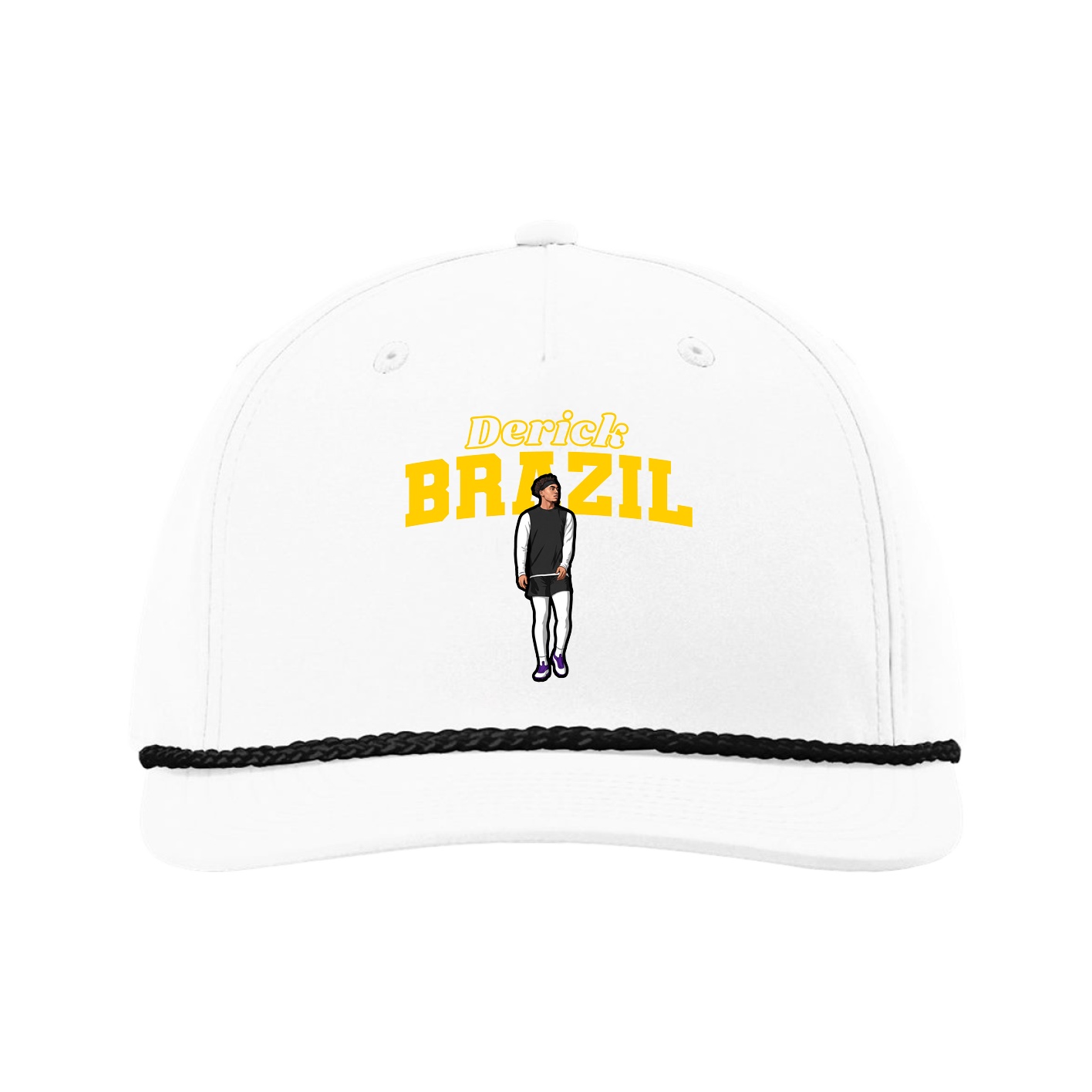 Five-Panel Classic Rope Cap — Name Arch in White