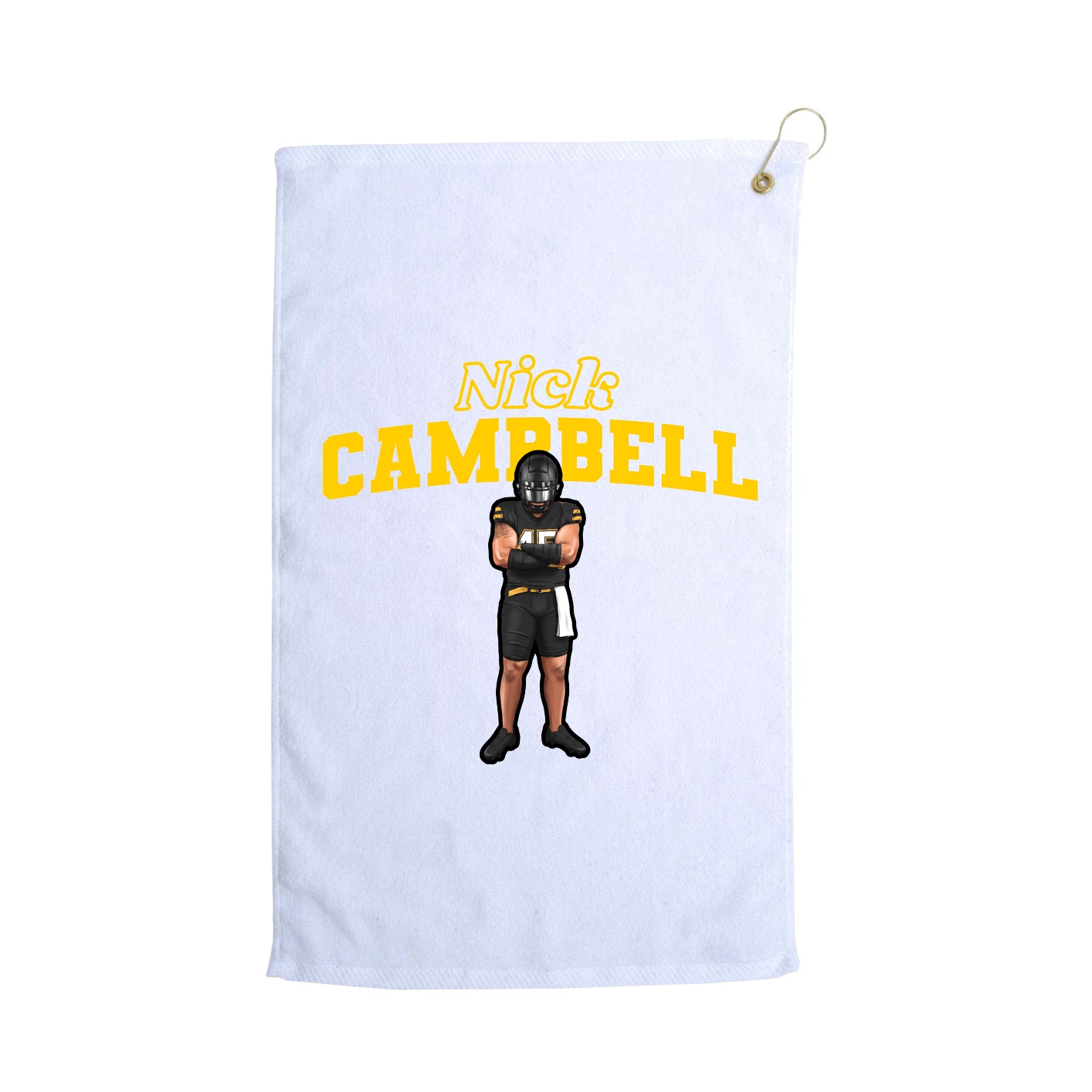 Golf Towel — Name Arch in White