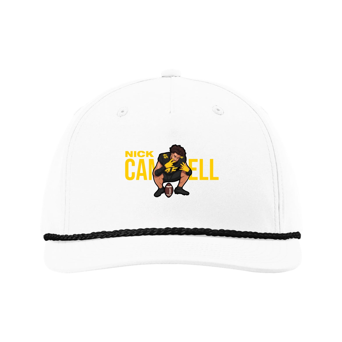 Five-Panel Classic Rope Cap — Player Name in White