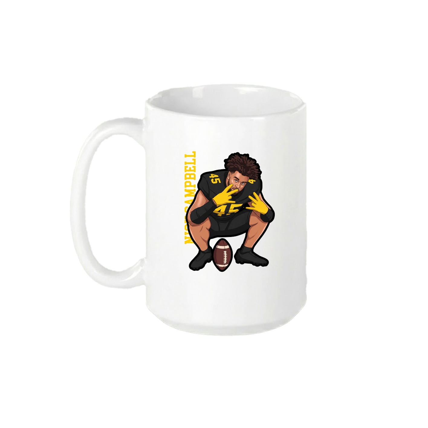 15oz Coffee Mug — Name Vertical in White