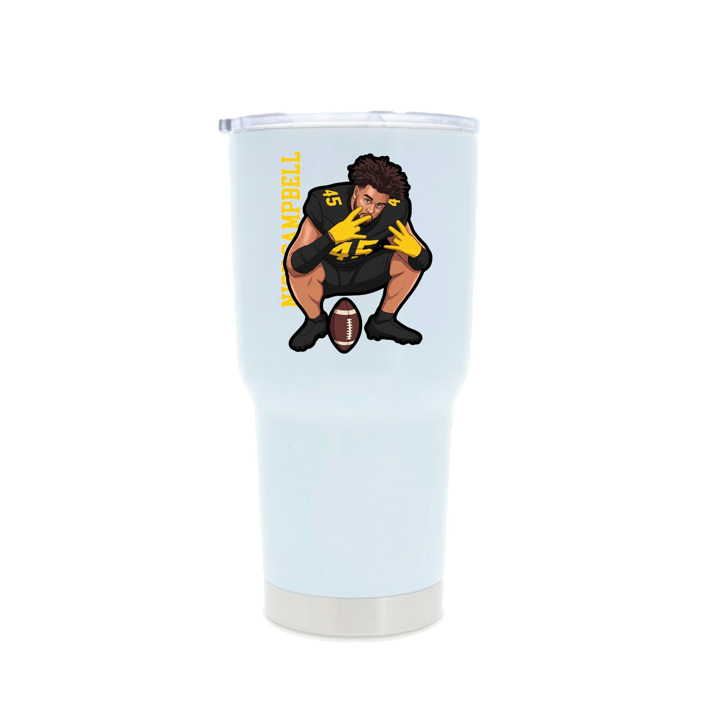 30oz Stainless Steel Tumbler — Name Vertical in White