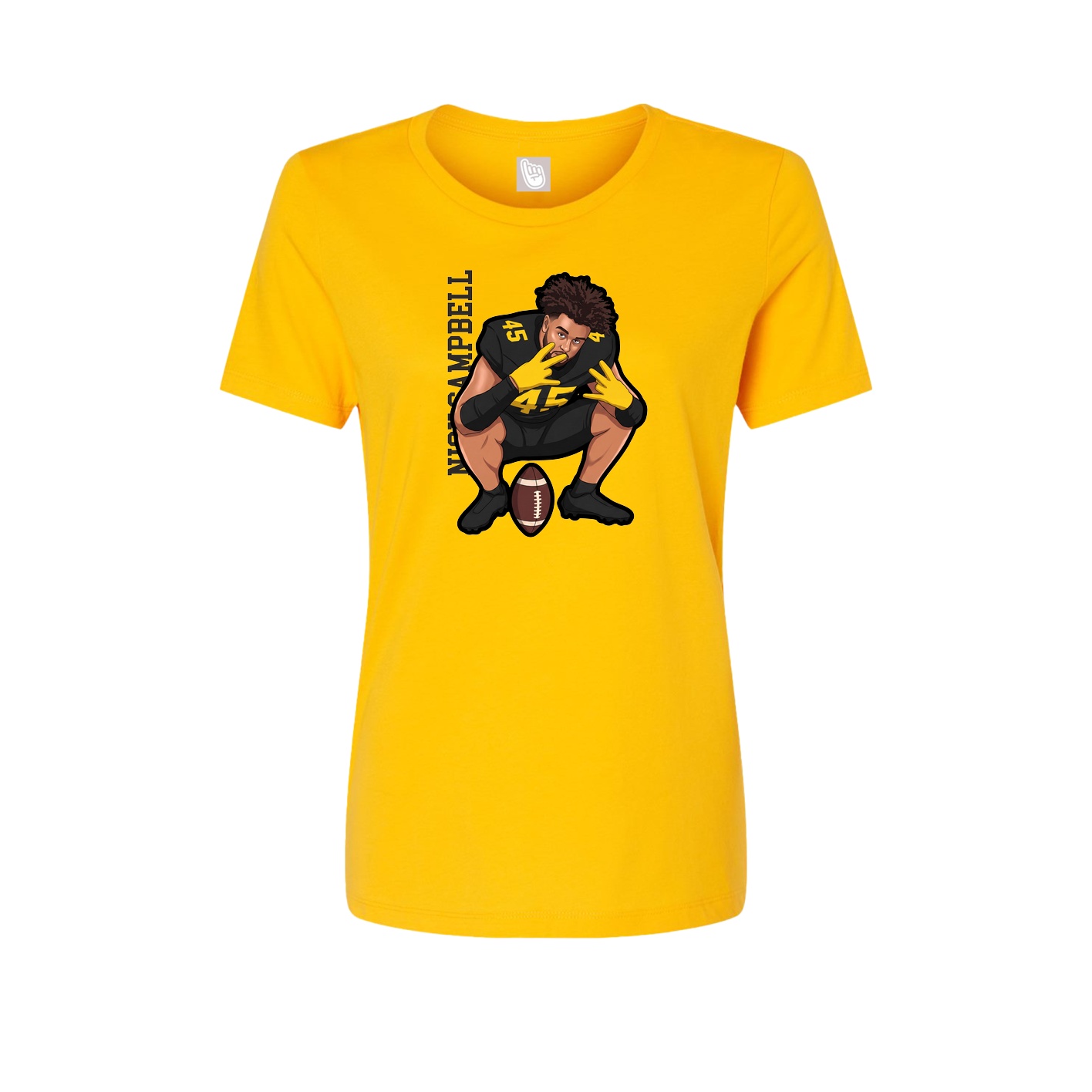 Womens Tee — Name Vertical in Gold