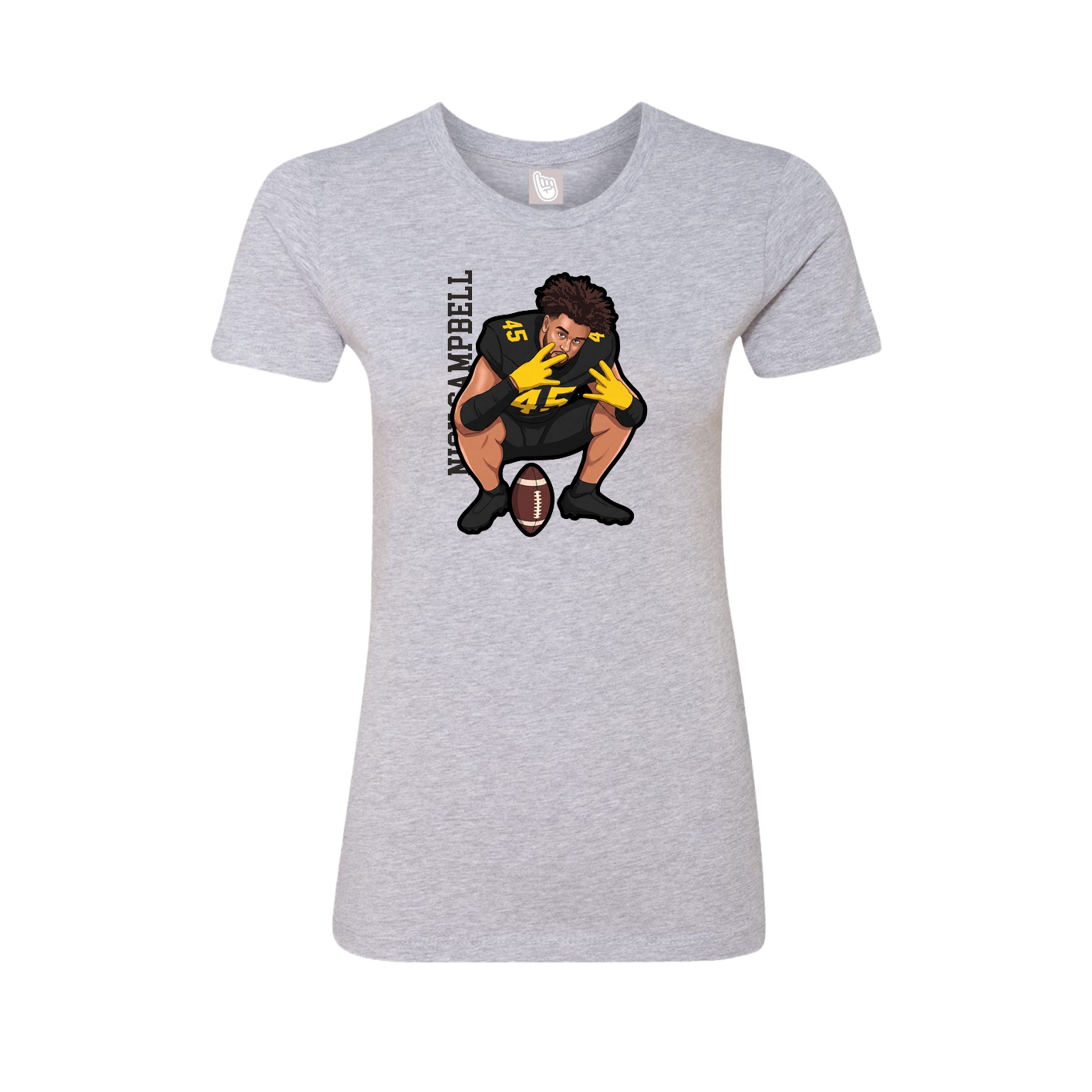 Womens Tee — Name Vertical in Grey