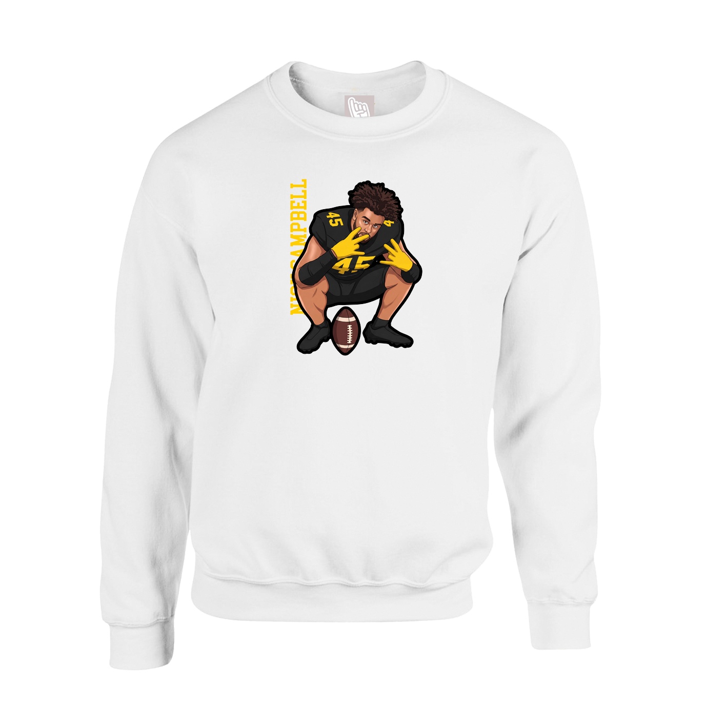 Fleece Crew — Name Vertical in White