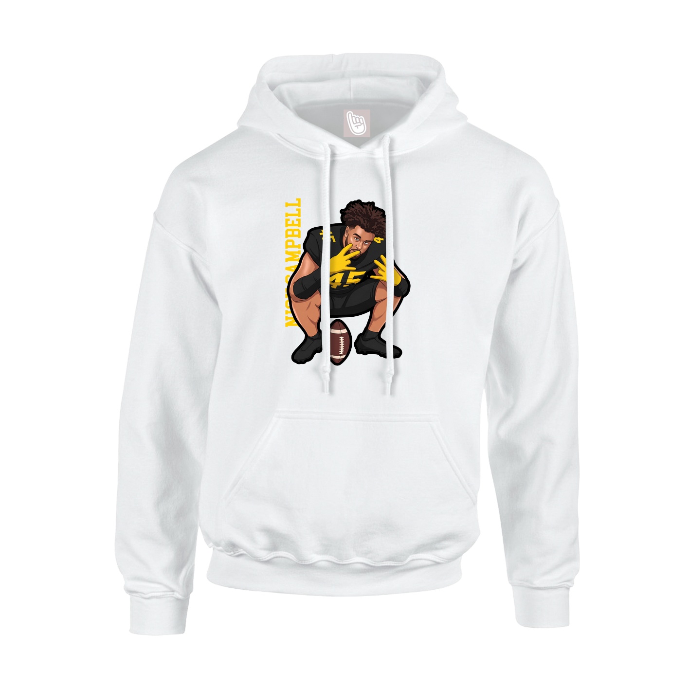 Youth Hoodie — Name Vertical in White