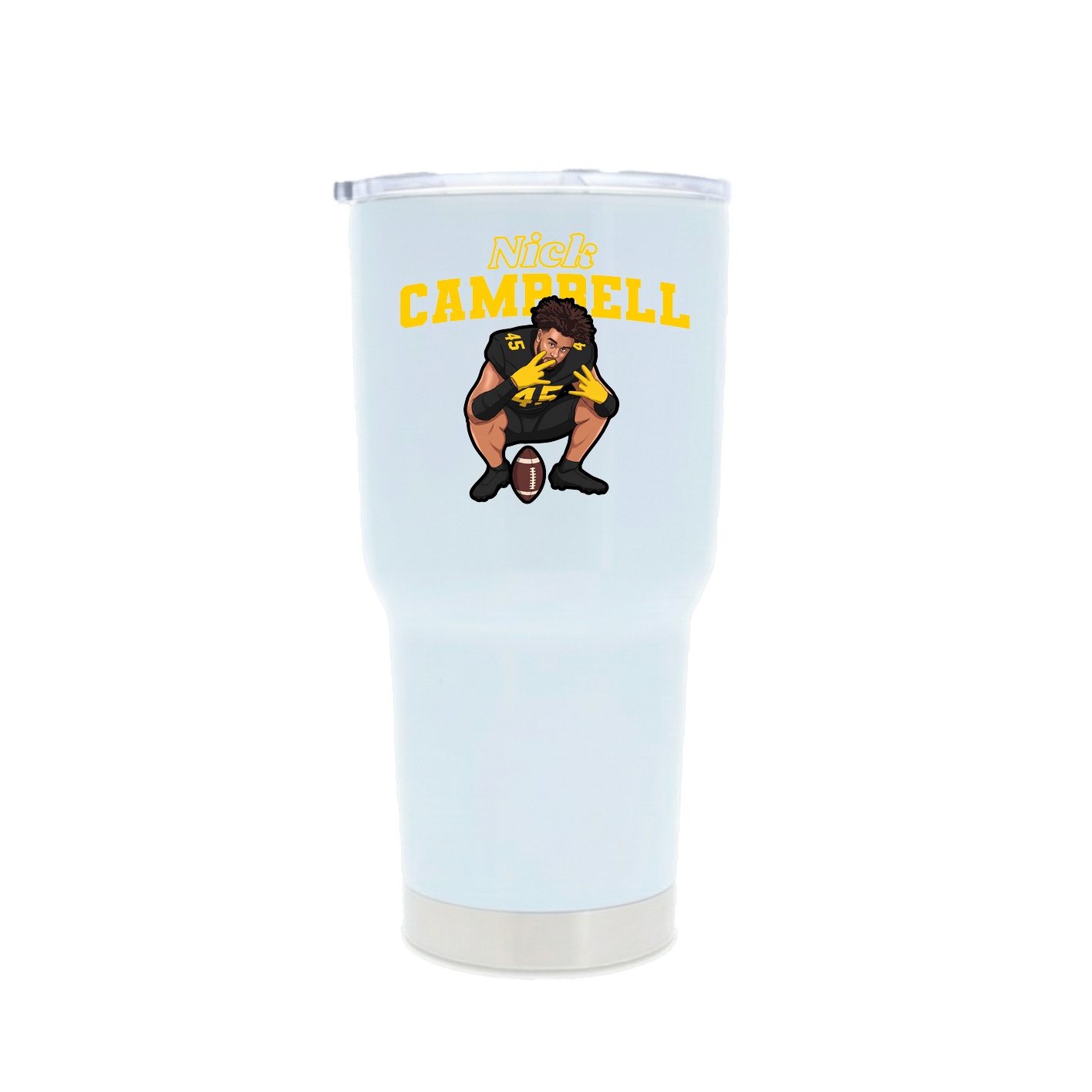 30oz Stainless Steel Tumbler — Name Arch in White
